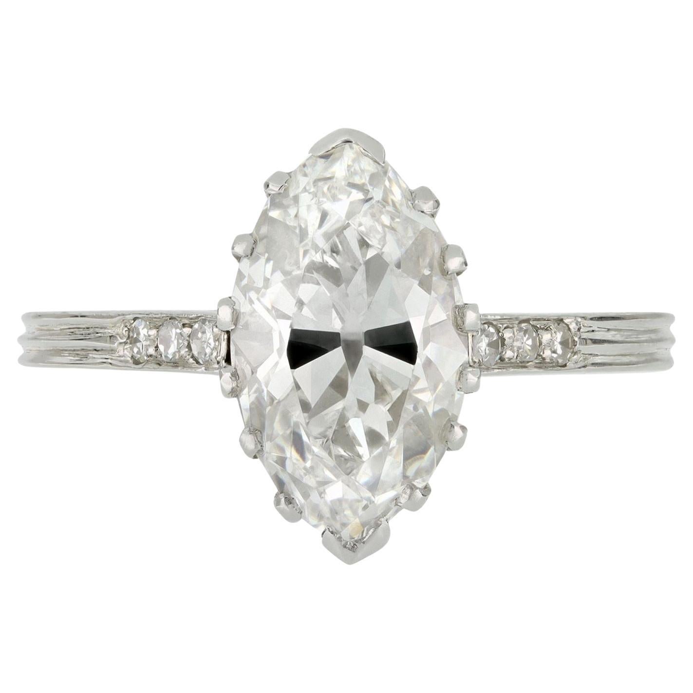 Antique marquise solitaire diamond ring, English, circa 1910.