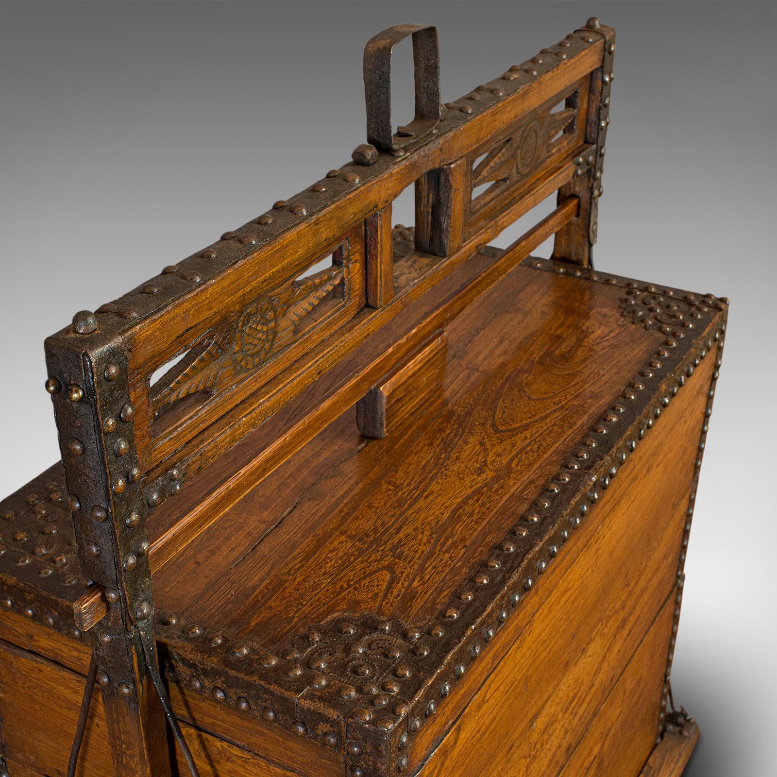 19th Century Antique Marriage Chest, Asian, Chinese Elm, Carved Dowry Trunk, circa 1900