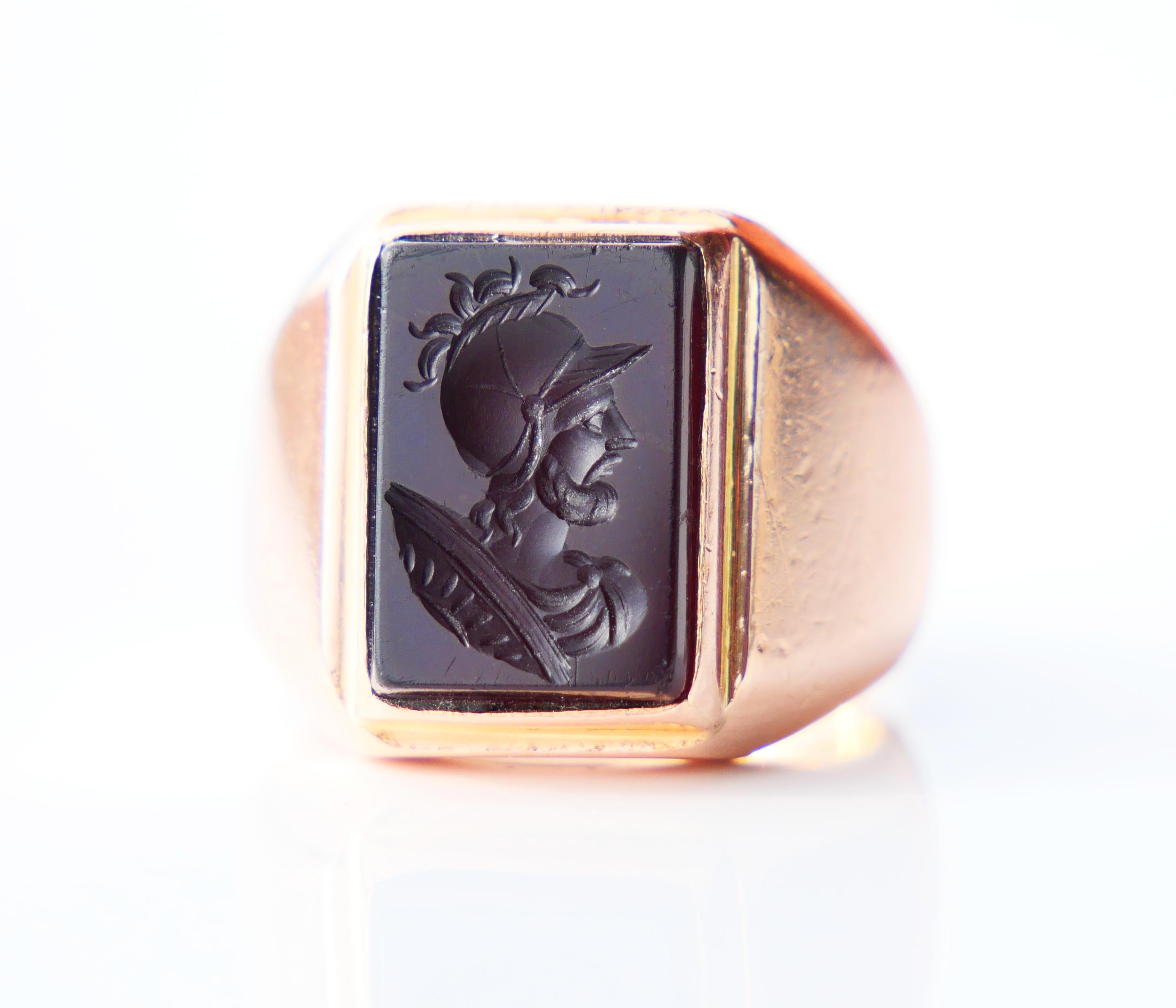 Antique Mars Ares Ring Intaglio Red Onyx solid 18K Gold ØUS 6.75 / 16.3 gr For Sale 5