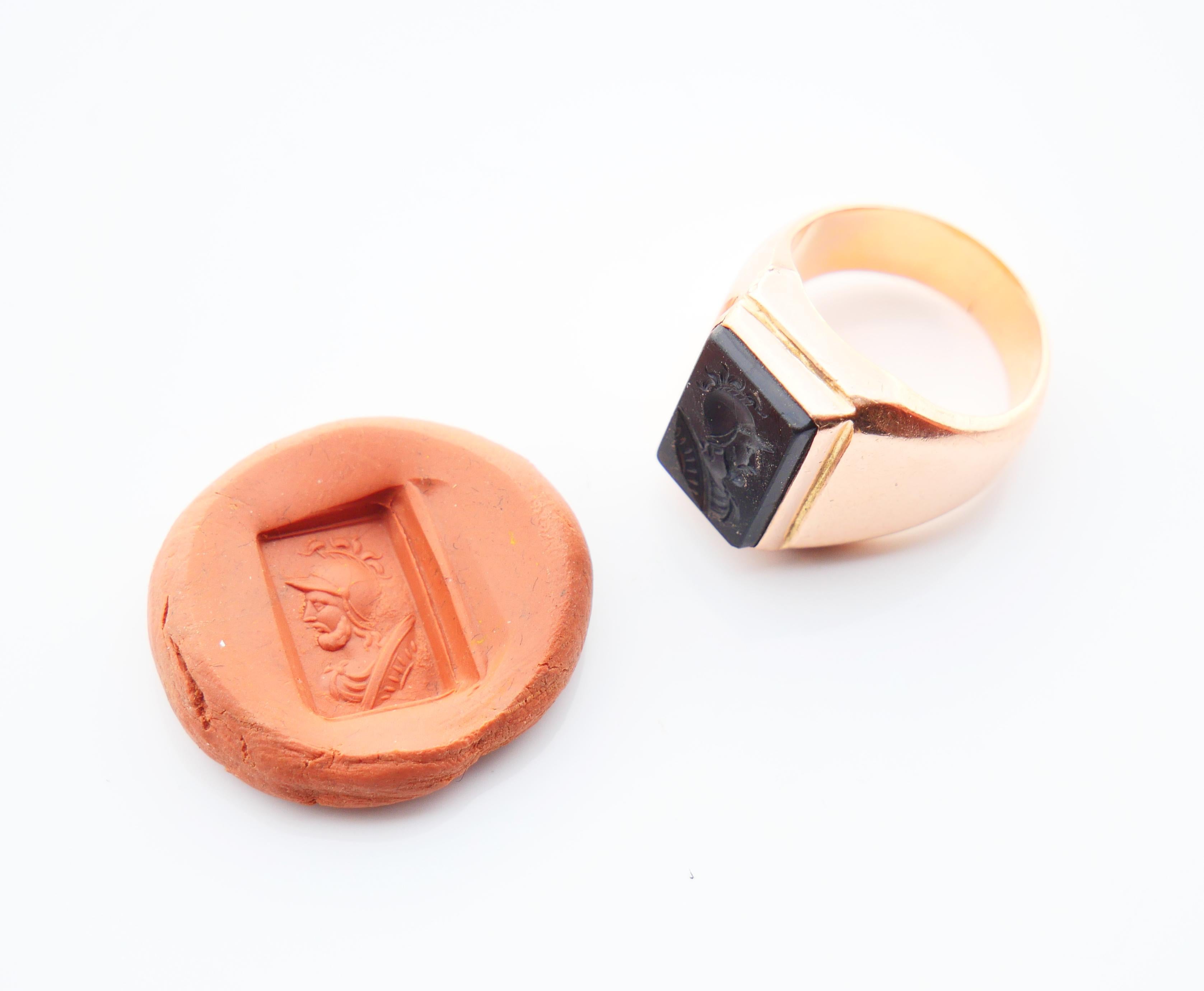 Antique Mars Ares Ring Intaglio Red Onyx solid 18K Gold ØUS 6.75 / 16.3 gr For Sale 3
