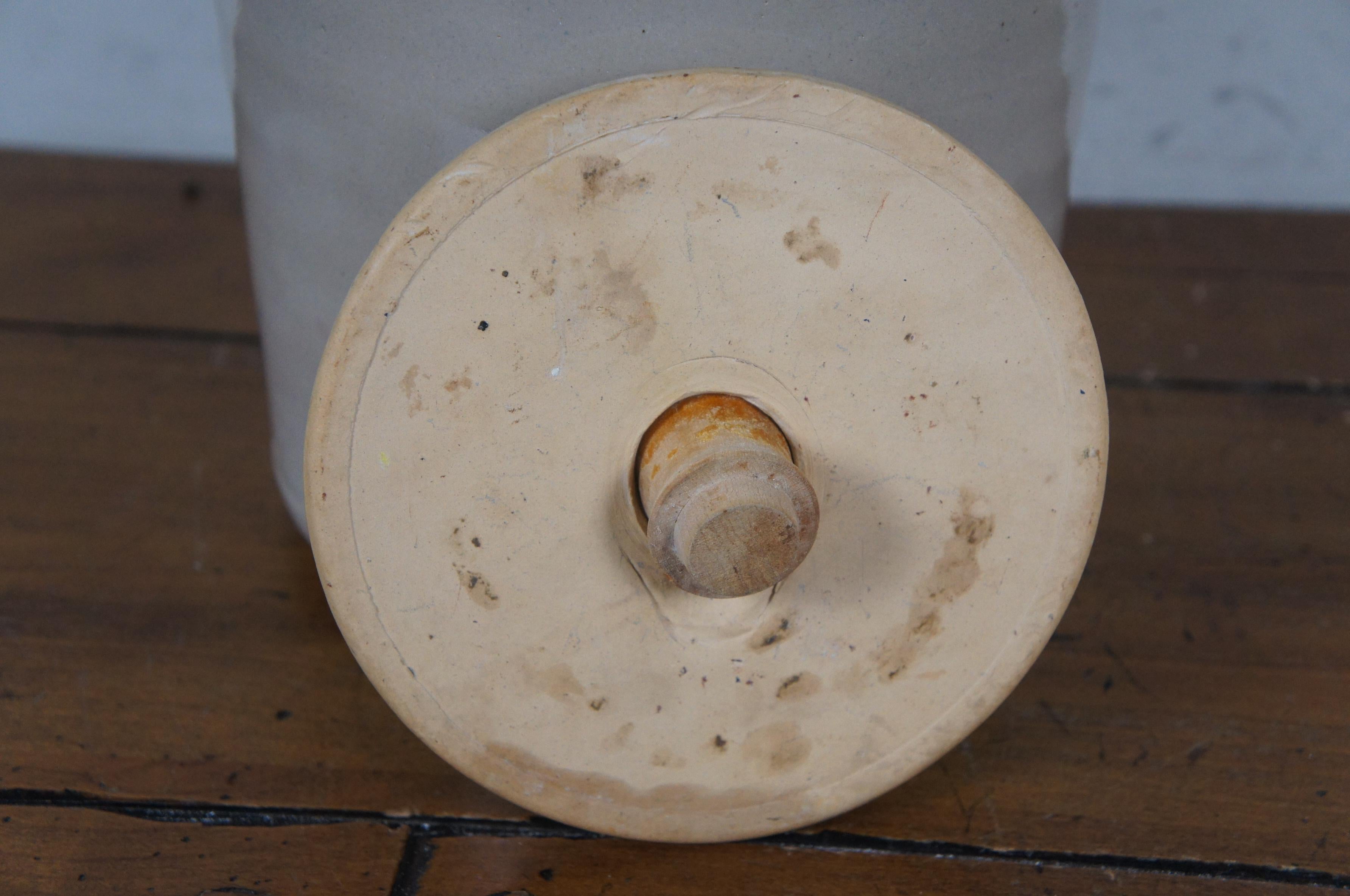 Antique Marshall Pottery 2 Gallon Salt Glaze Butter Churn Lidded Crock Pot 12