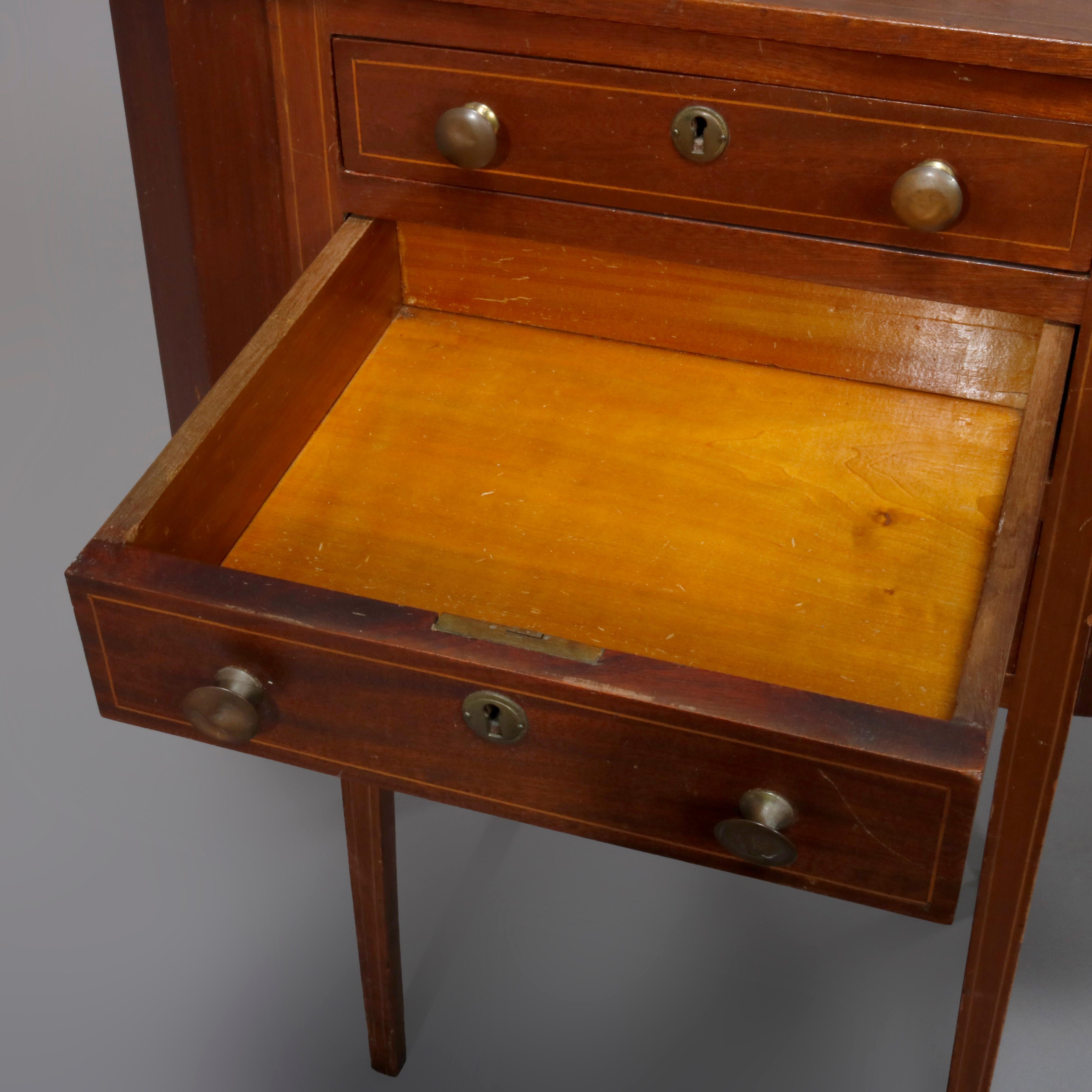 Antique Martha Washington Mahogany Sewing Stand with Project Pockets, circa 1930 In Good Condition In Big Flats, NY