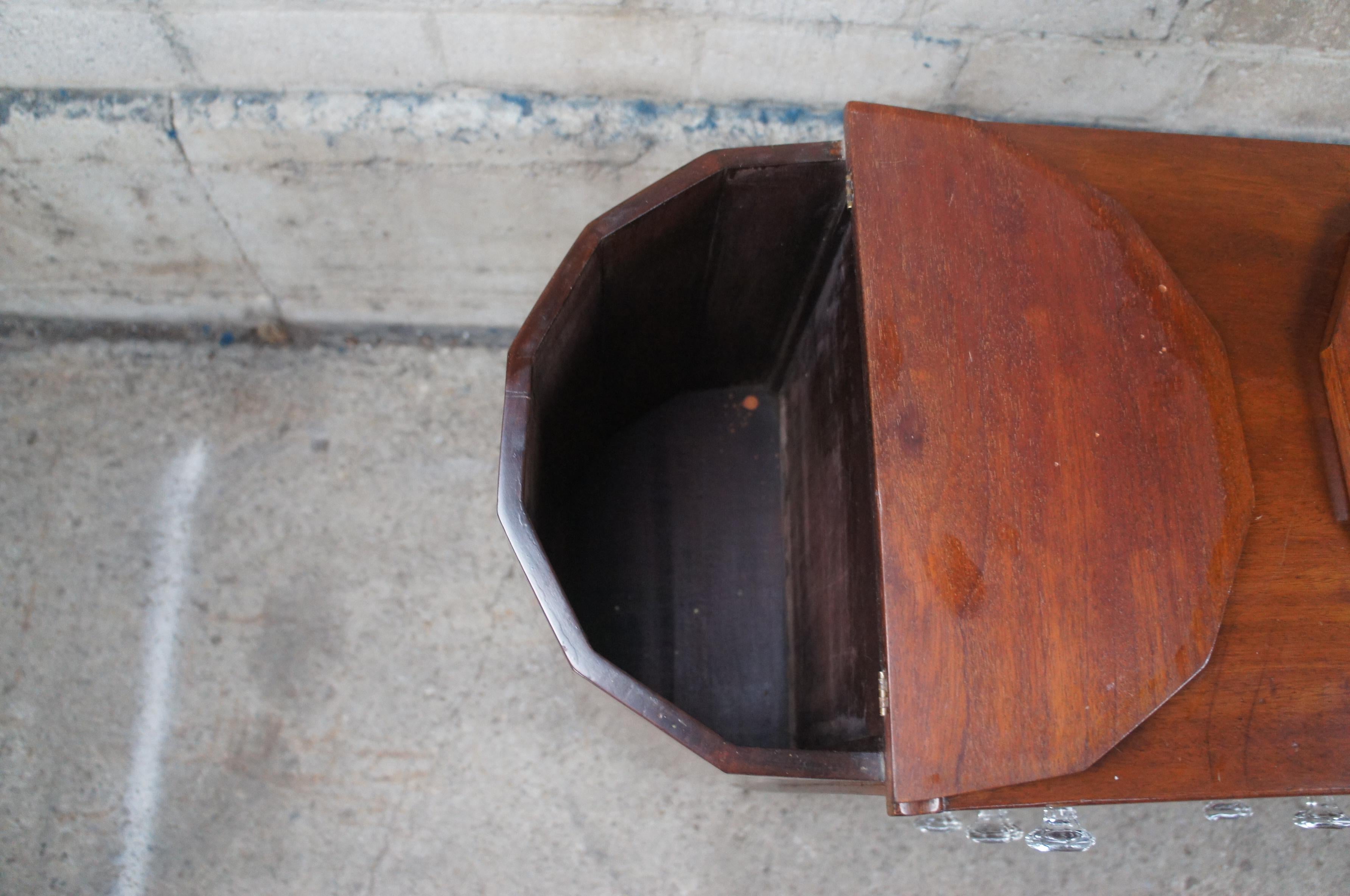 Antique Martha Washington Mahogany Spool Sewing Cabinet Chest Side Table Stand 1