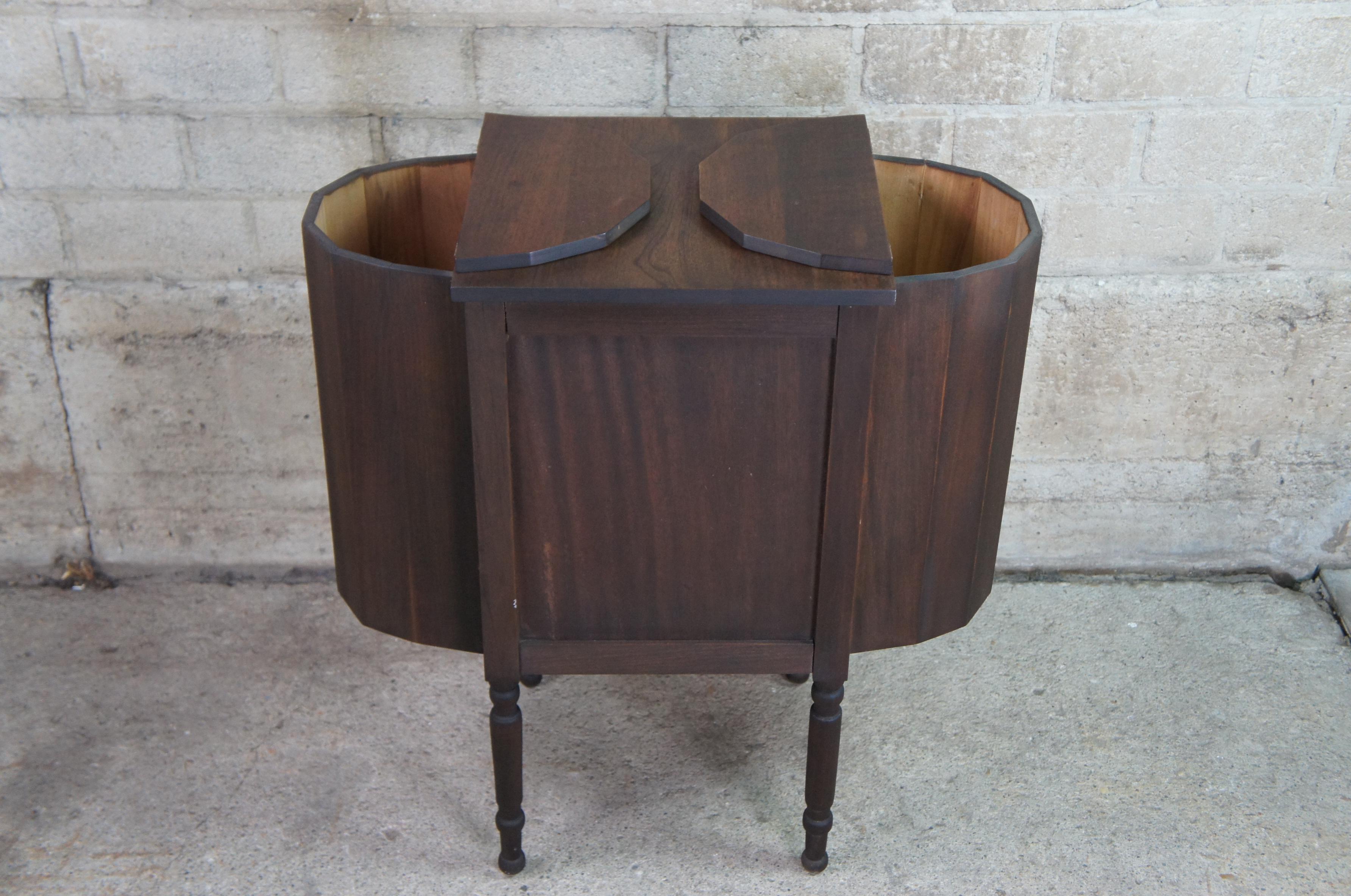 Antique Martha Washington Walnut 3 Drawer Spool Sewing Cabinet Side Table Stand  1