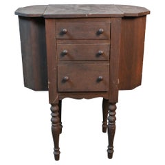 Antike Martha Washington Holz Nähen Kabinett Flip Top Side Table Stand
