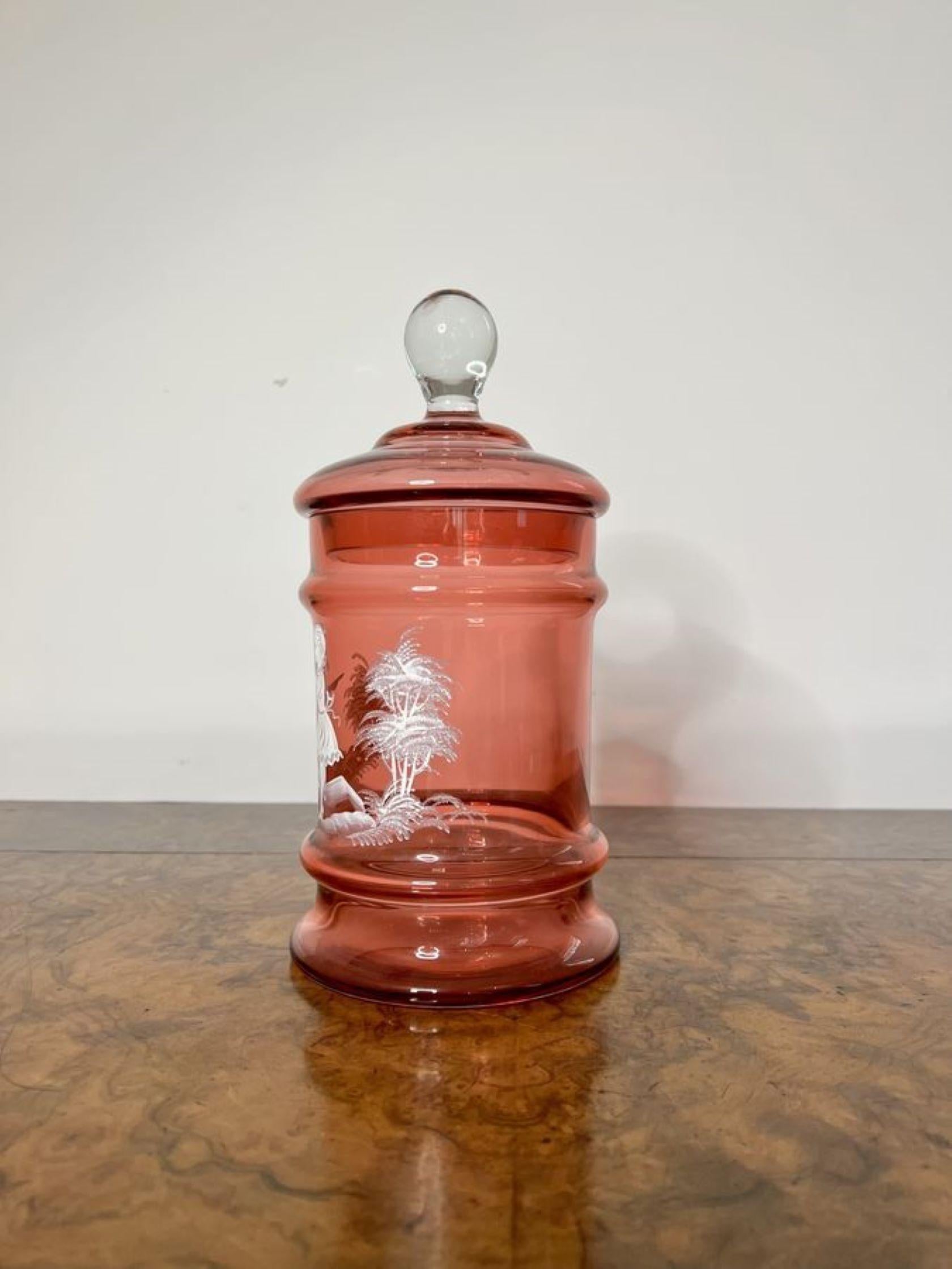 20th Century Antique Mary Gregory jar and cover  For Sale