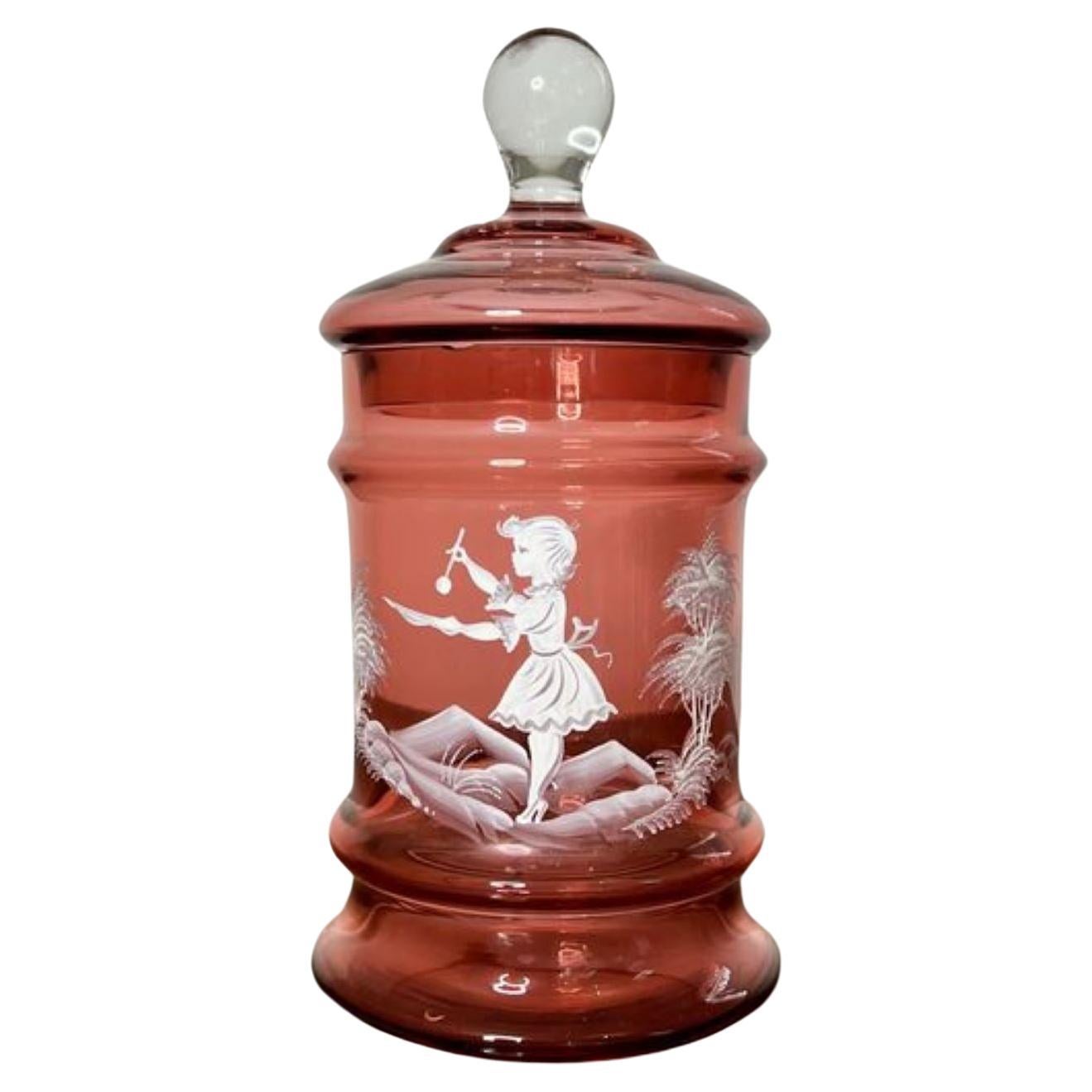 Antique Mary Gregory jar and cover  For Sale