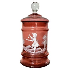 Antiker Mary Gregory JAR und Deckel