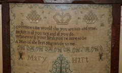 ANTIQUE MARY HART SIGNED 1806 GEORGE II NEEDLEWORK SAMPLER WiTH LOVELY POEM