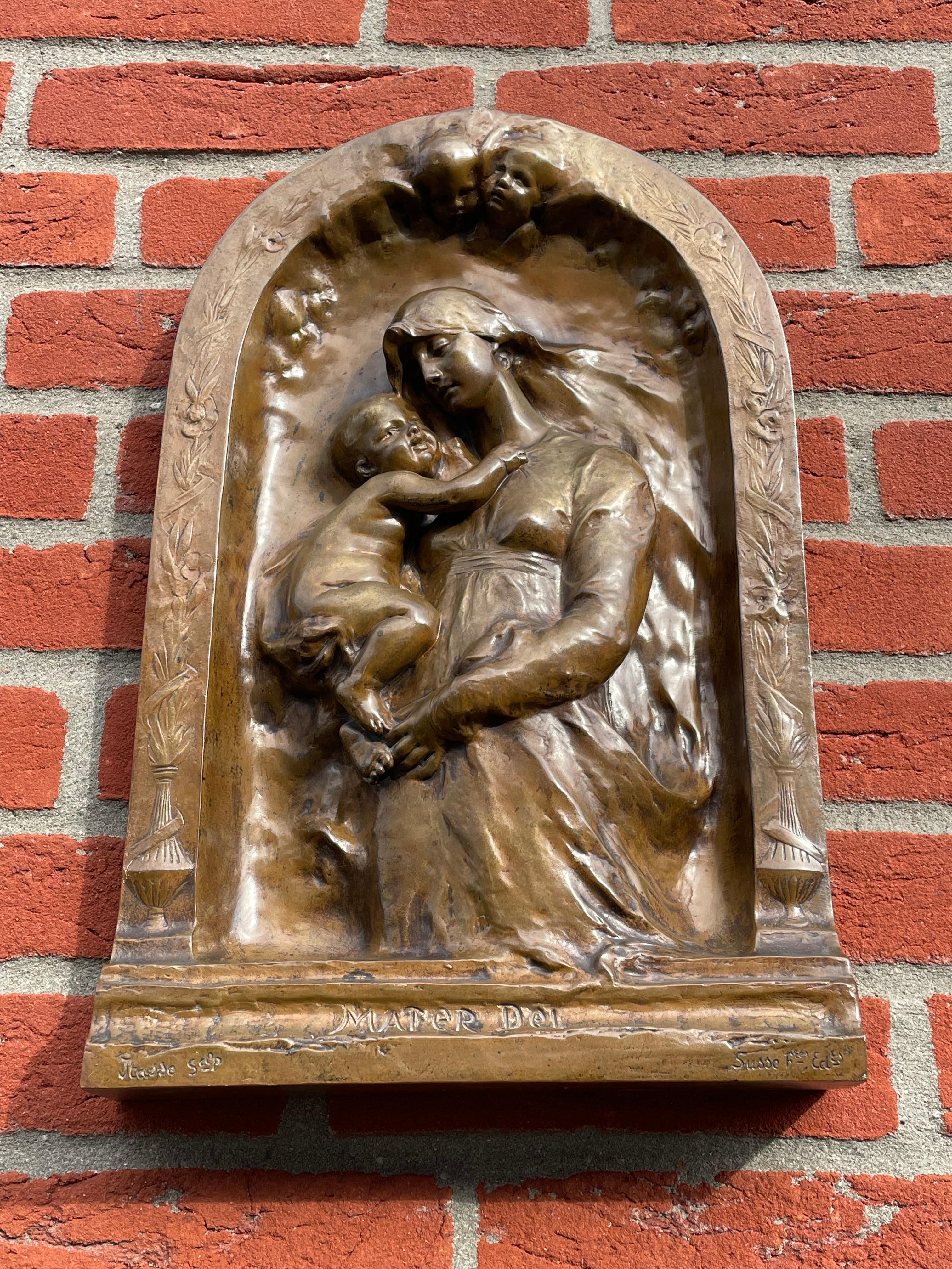 Stunning and meaningful work of art, MATER DEI.

This stunning and truly excellent condition 'Mother of God' bronze wall plaque by Adolphe Itasse (1829-1893) displays the best qualities that 19th century, European religious art has to offer. First