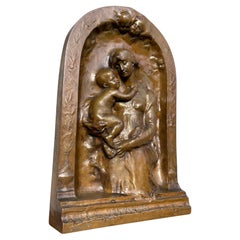Vintage Mary & Jesus Bronze Wall Plaque by Susse Freres for Adolphe Itasse 1880s