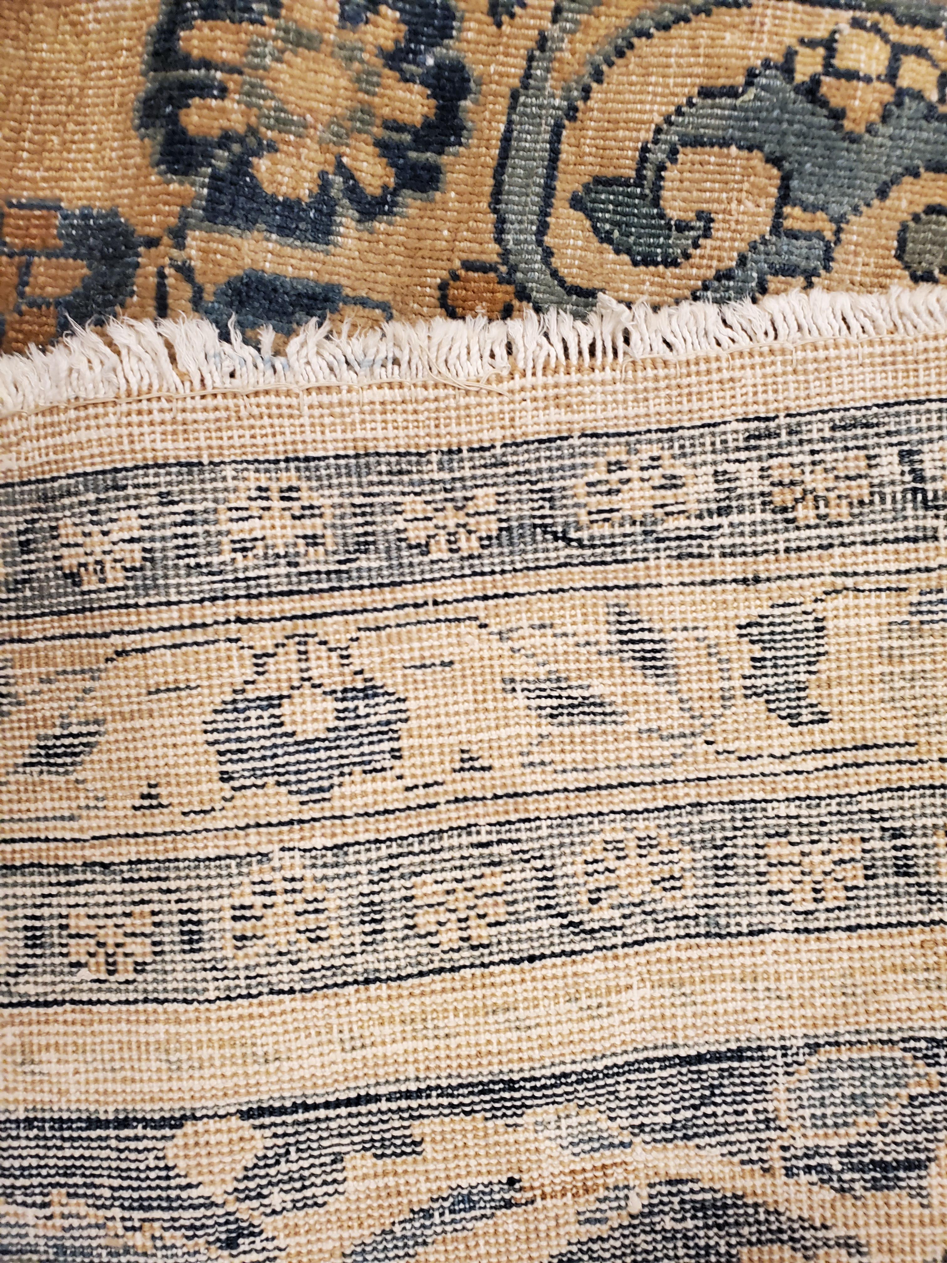 Hand-Knotted Antique Mashad Persian Carpet, Fine weave, Softs Blues, Beige, Soft Taupe For Sale