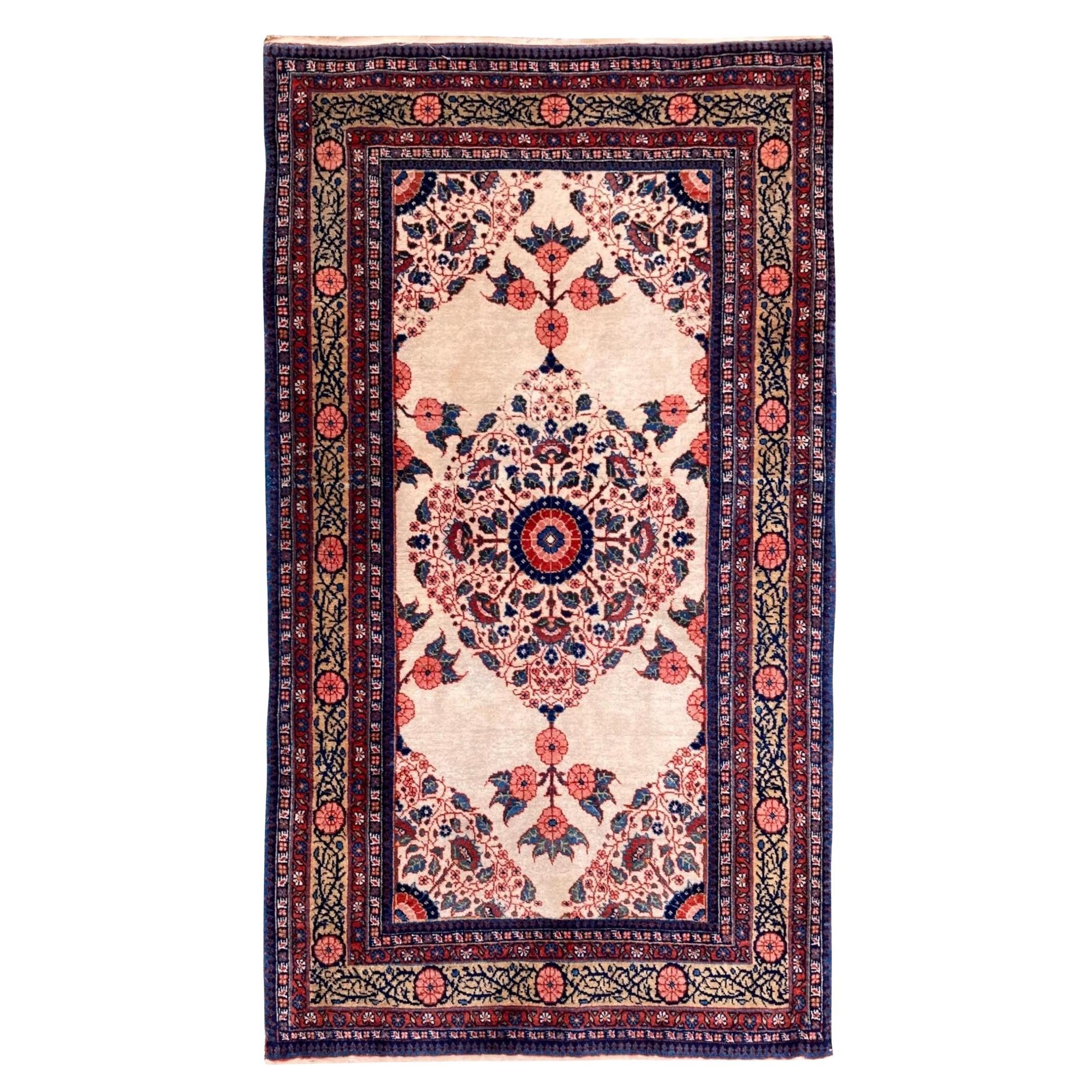 Antique Mashad Rug 1.34m X 0.79m For Sale