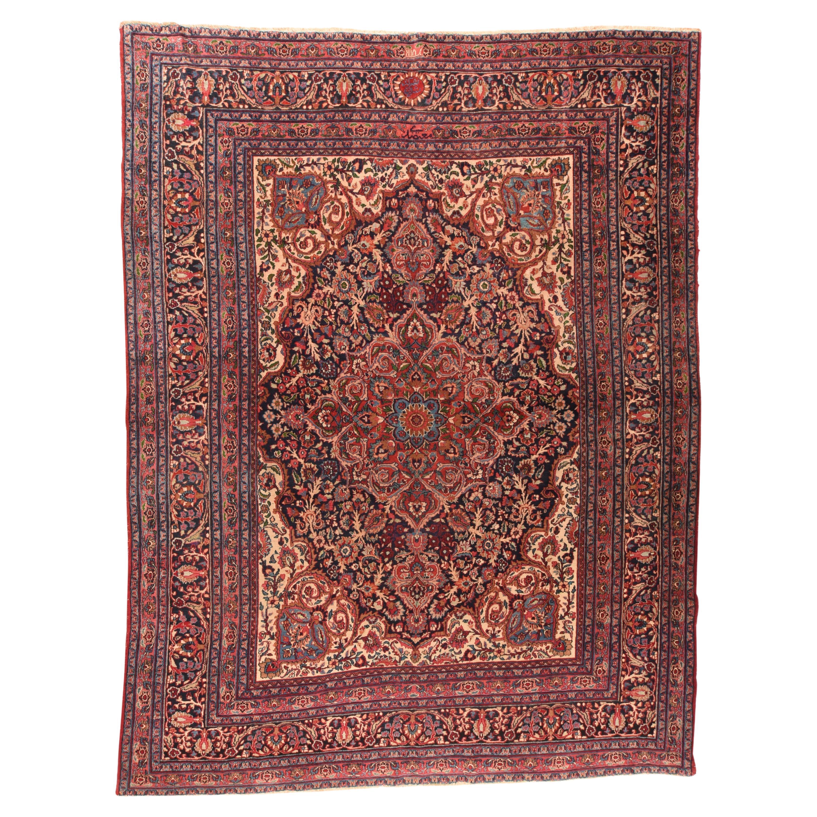 Antique Mashad Rug 8'7'' x 11'3'' For Sale