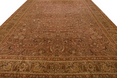 Antique Mashad Rust Handmade Rosette Oversize Wool Rug