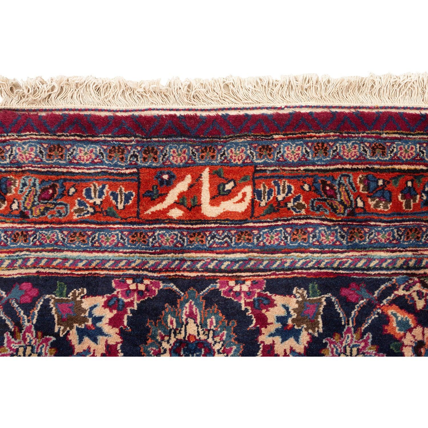 Hand-Knotted Antique Mashhad Saber Rug - Size: 11'1x7'1 For Sale