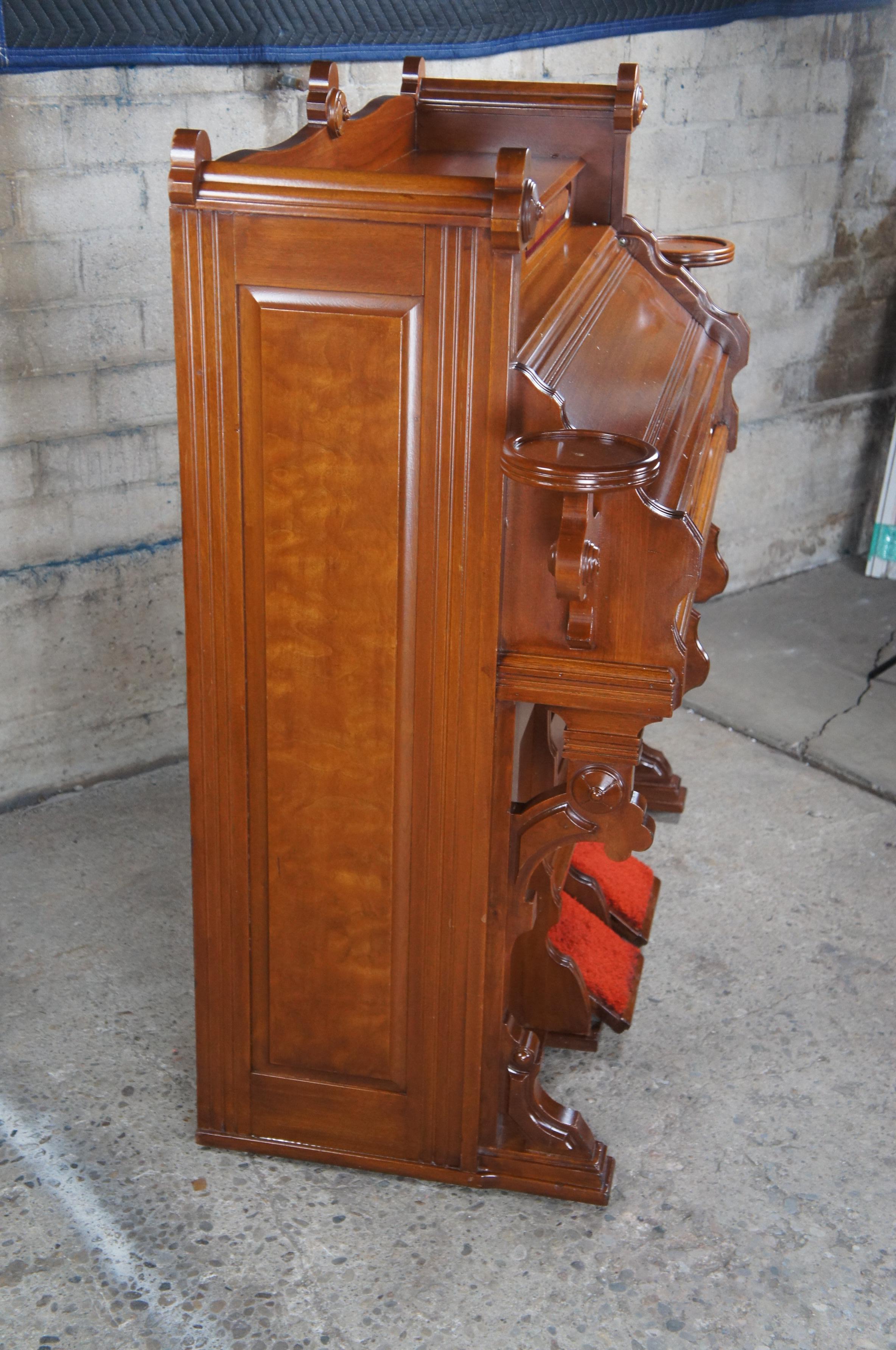 Antique Mason & Hamlin Victorian Eastlake Walnut Reed Chapel Pump Organ & Stool 2