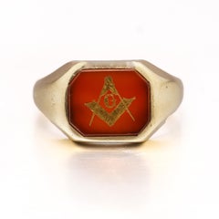 Antique Masonic 14kt. Yellow Gold and Enamel Ring