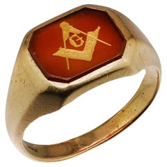 Antique Masonic 14kt. Yellow Gold and Enamel Ring
