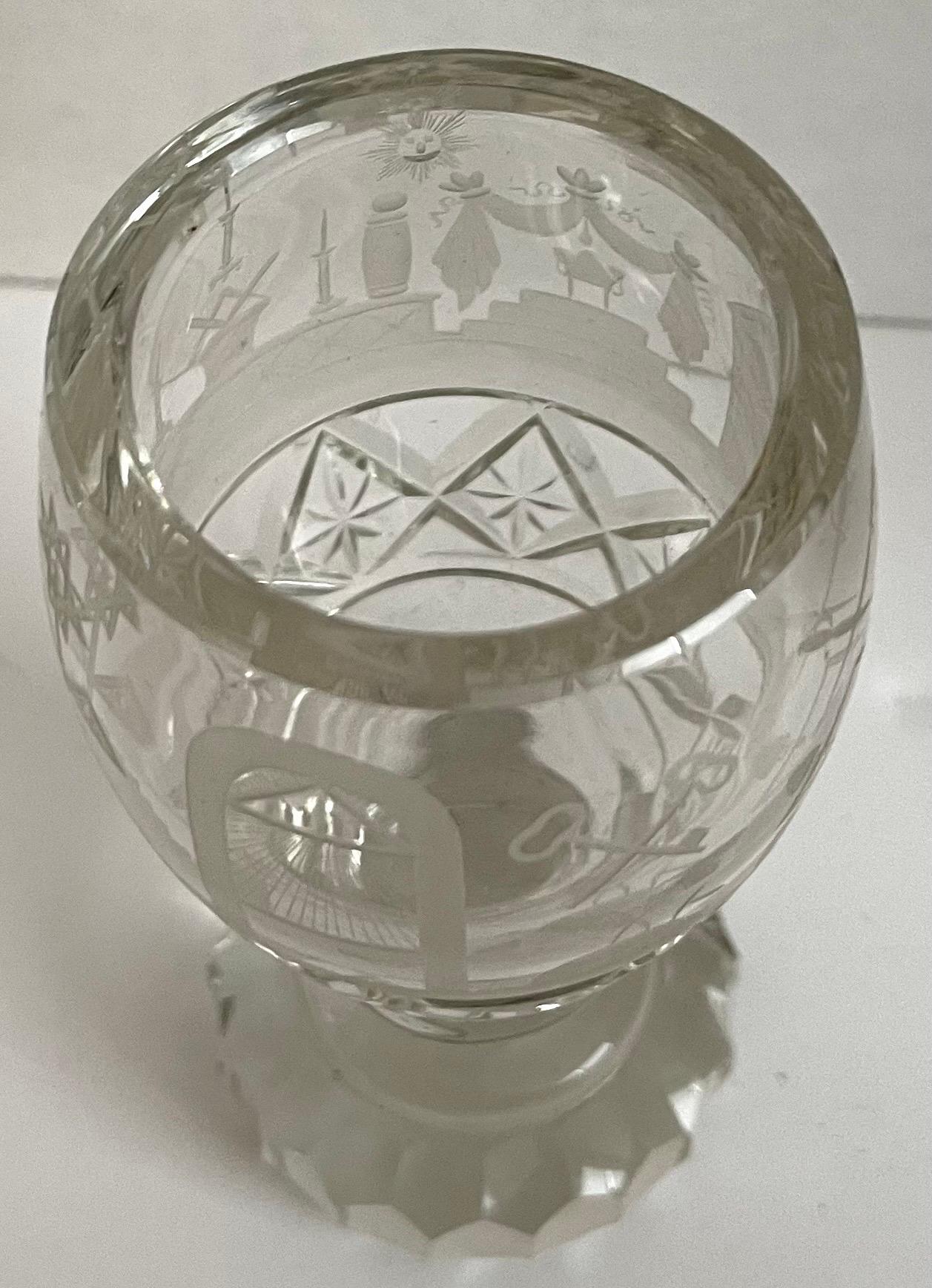 American Classical Antique Masonic Cut Crystal Ceremonial Cup