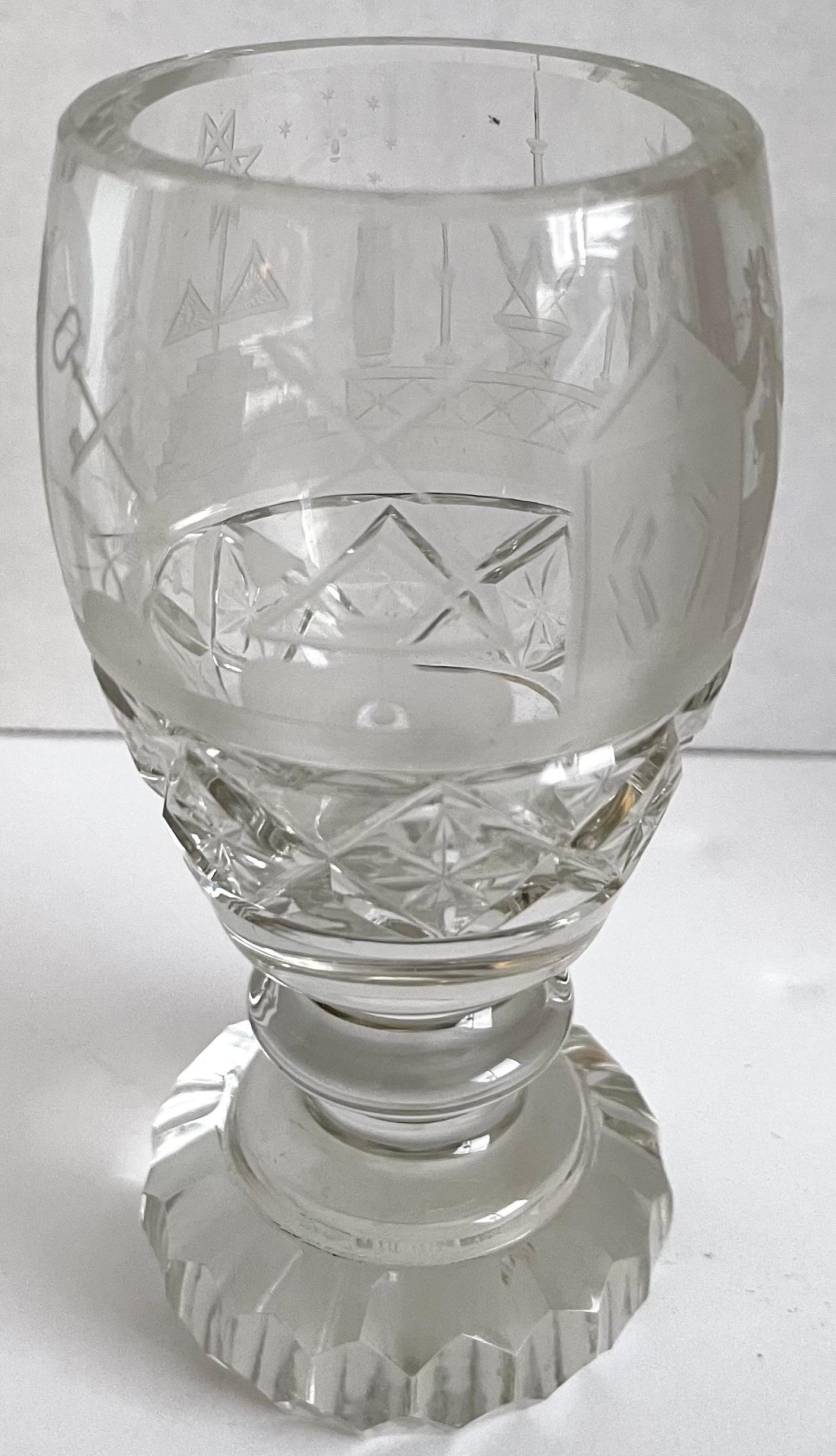American Antique Masonic Cut Crystal Ceremonial Cup