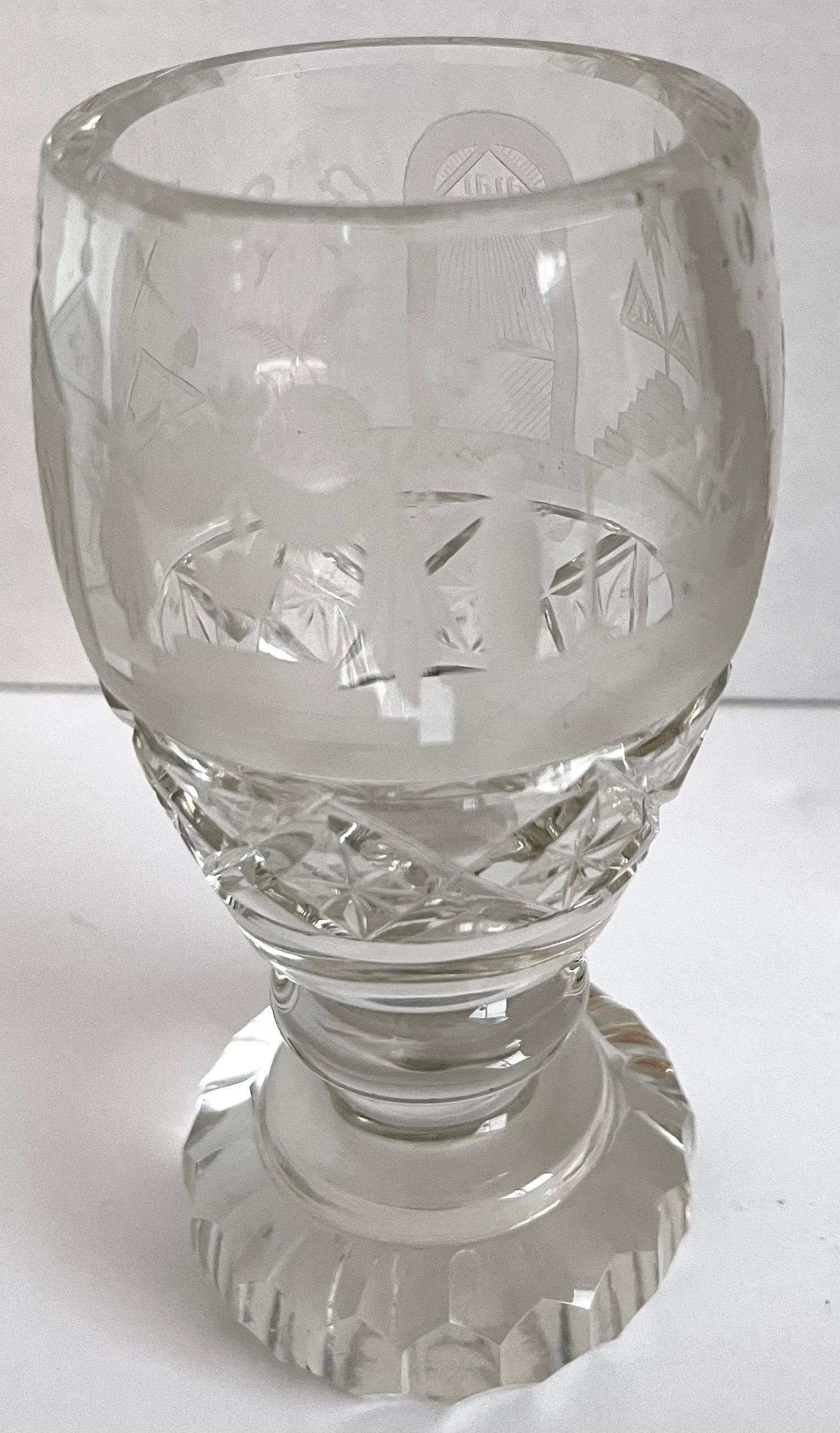 Antique Masonic Cut Crystal Ceremonial Cup In Good Condition In Stamford, CT