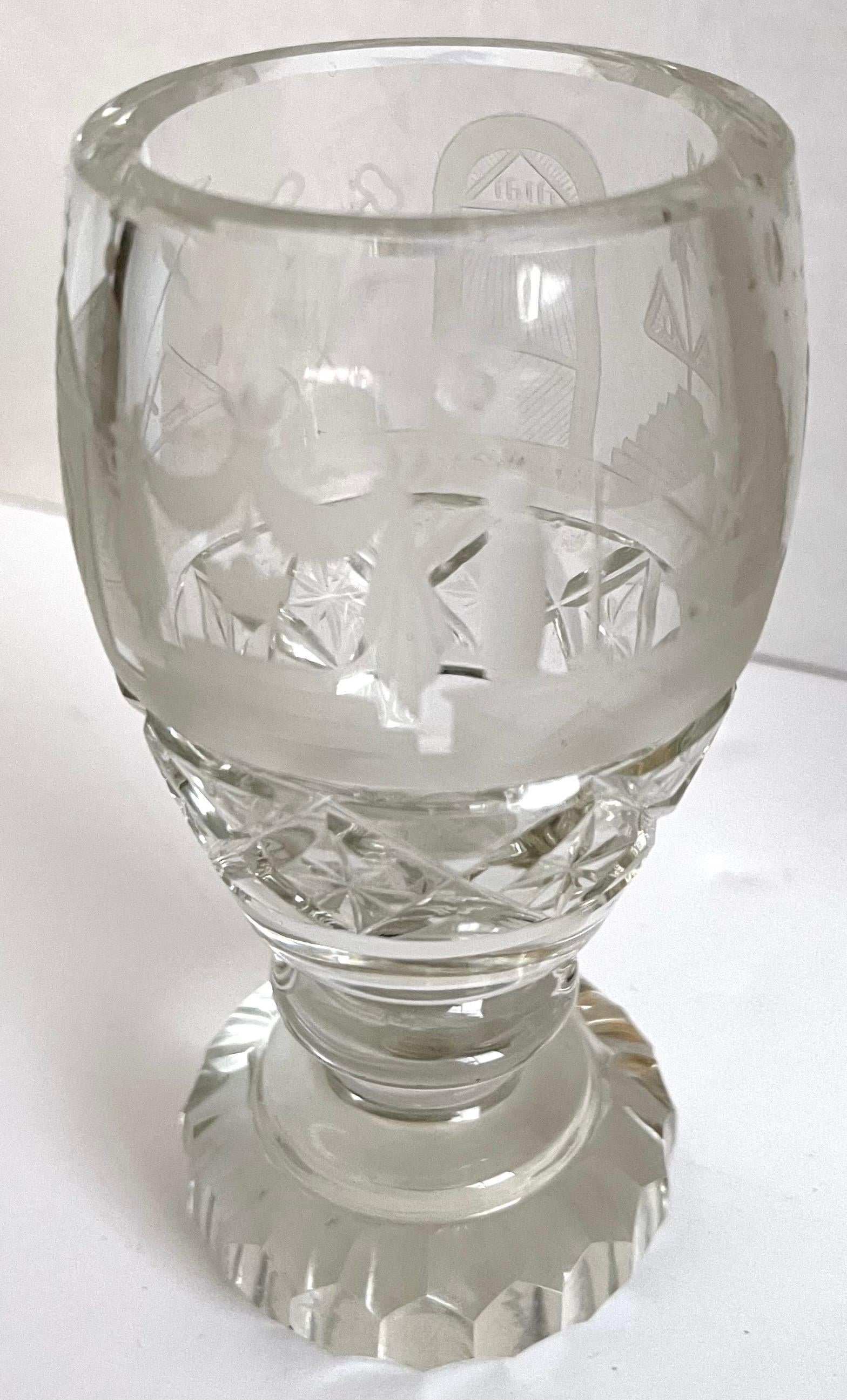 20th Century Antique Masonic Cut Crystal Ceremonial Cup