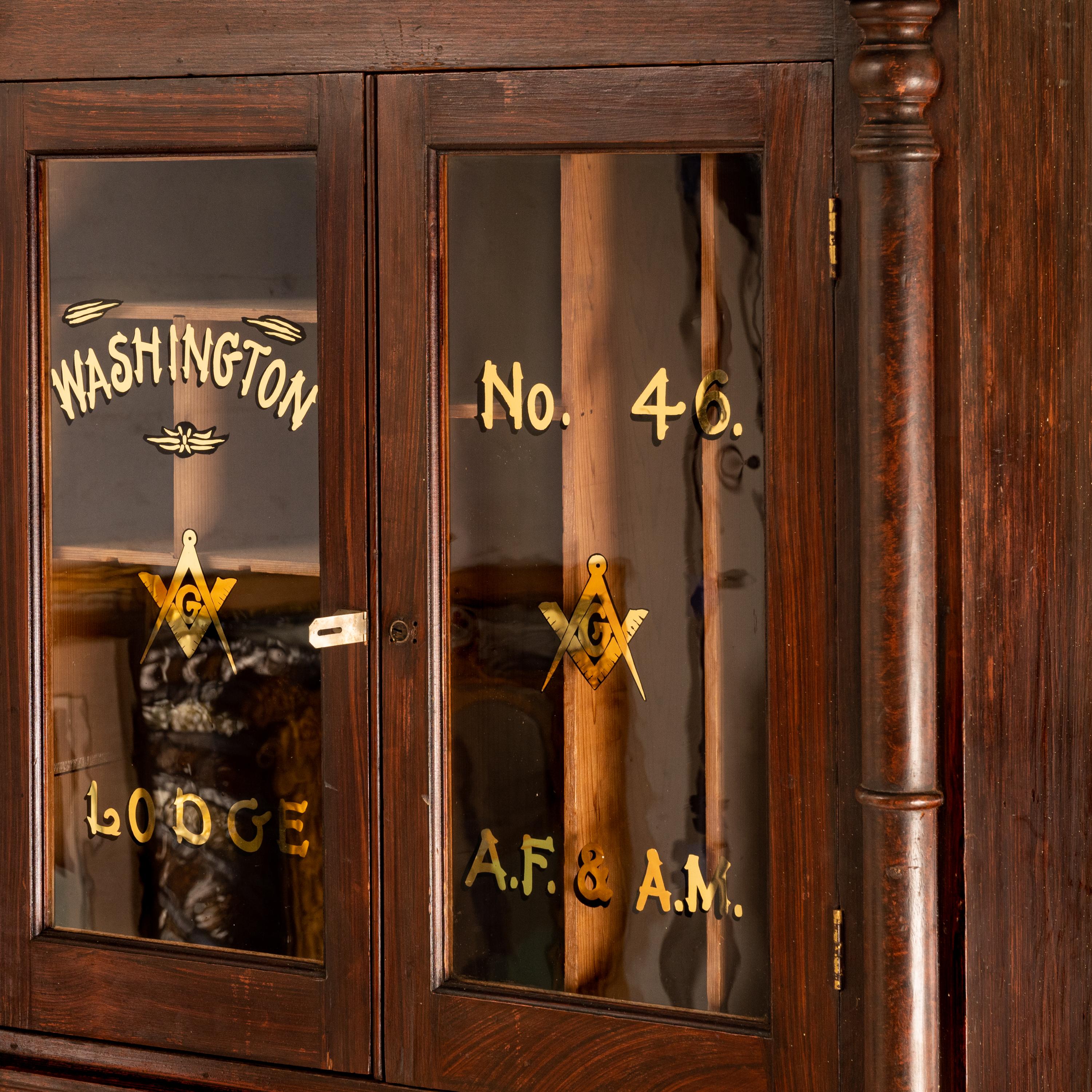Antique Masonic Temple Display Filing Cabinet Bookcase Washington Lodge, 1880 1