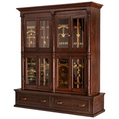 Antique Masonic Temple Display Filing Cabinet Bookcase Washington Lodge, 1880