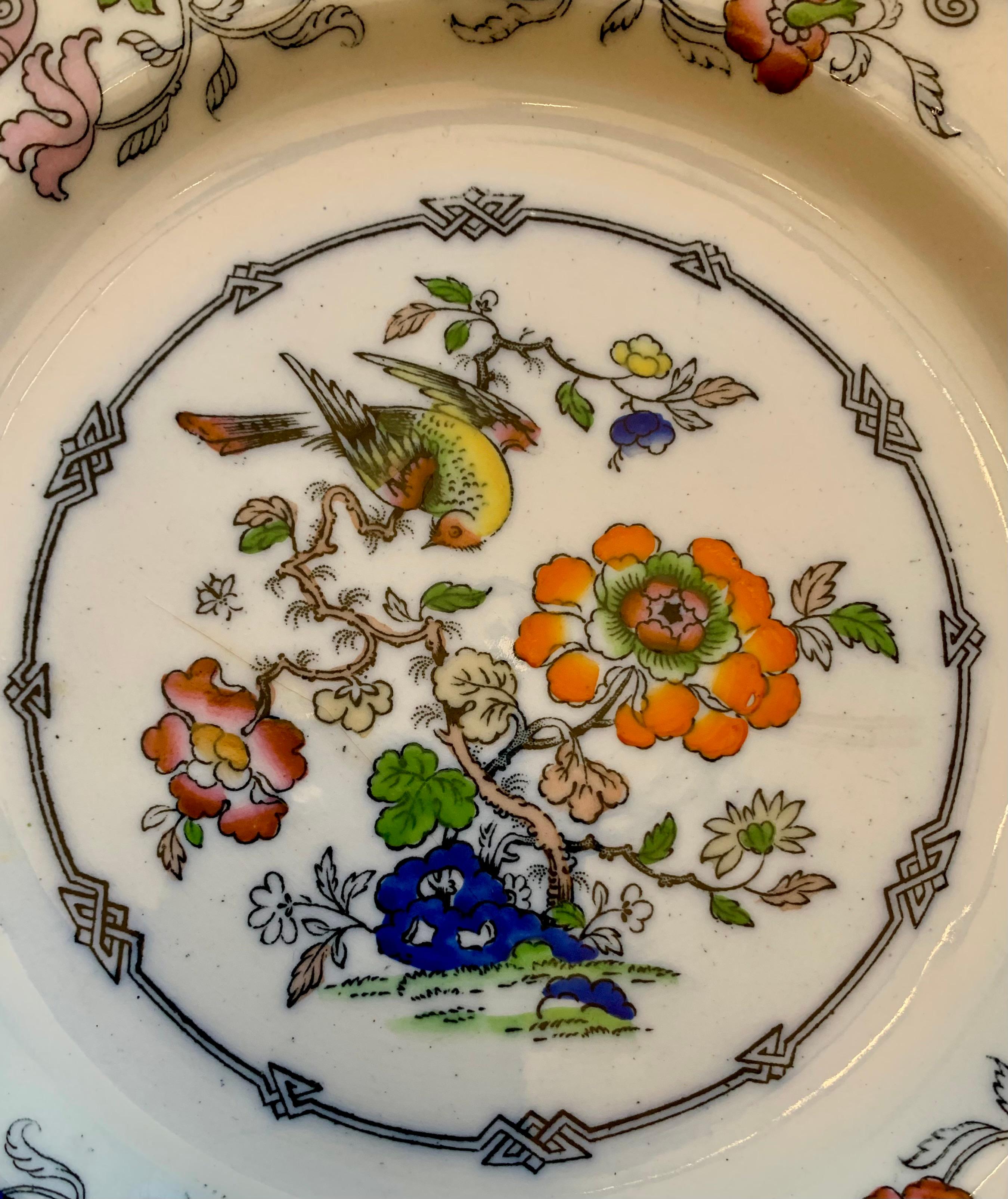 Exportation chinoise Ensemble de 12 assiettes anciennes en Ashworth Ironstone, Angleterre, 1862-1880 en vente