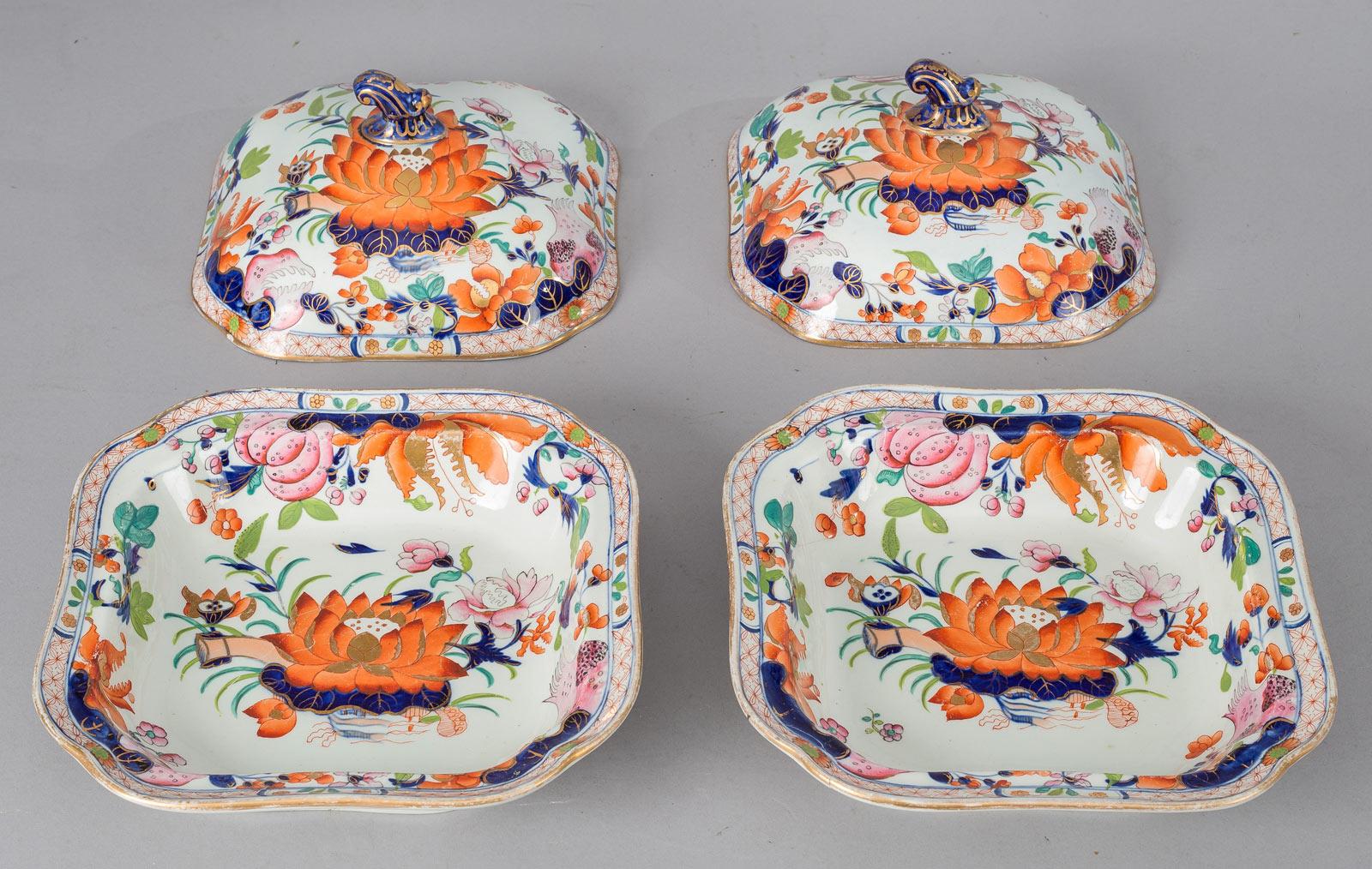 Antique Mason's Ironstone China Water Lily Pattern Part Dinner Service 4