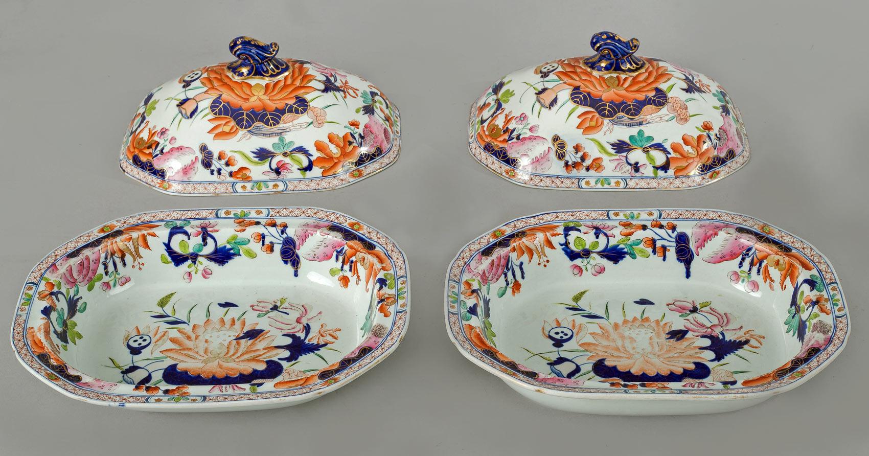 Antique Mason's Ironstone China Water Lily Pattern Part Dinner Service 5