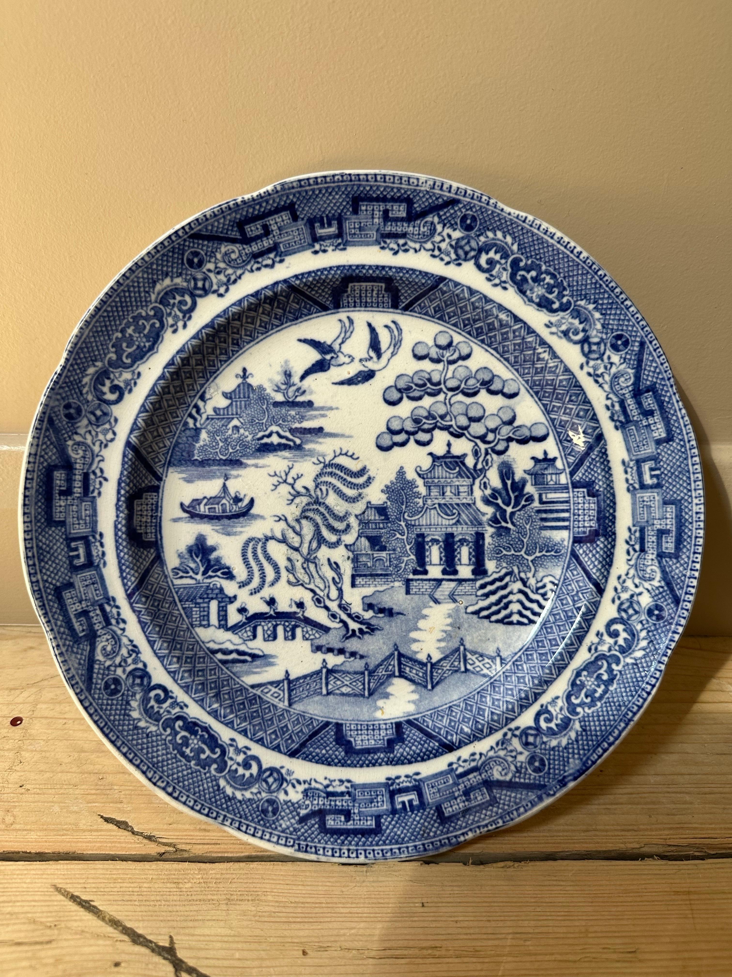 Ancienne assiette de Mason's Ironstone - motif de saule bleu, Circa 1820 en vente 3