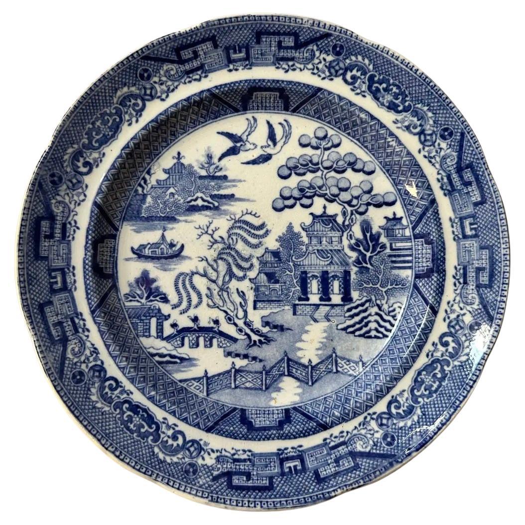 Plato antiguo de Mason's Ironstone - Patrón de sauce azul, Circa 1820