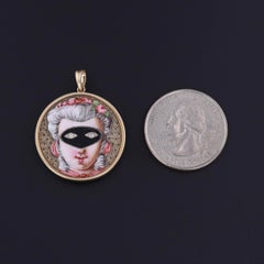 Antique Masquerade Pendant of 14k Gold