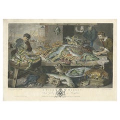 Antique Master Print 
A Fish Market
, Showing Lobster, Octopus and More, c.1782