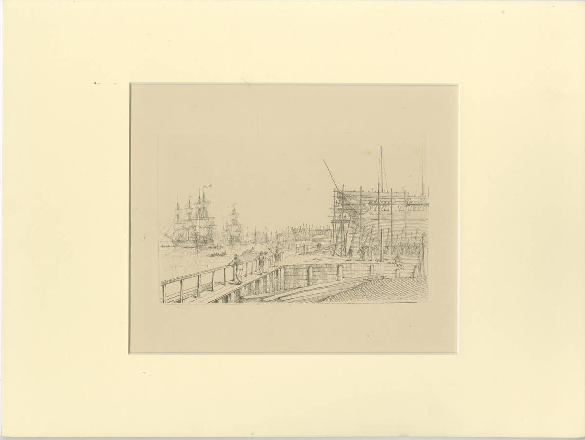 Antique Master Print with a Marine View 'Blackwall'