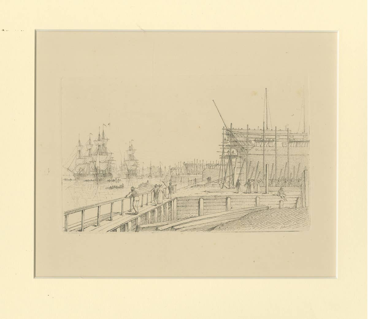 Antique Master Print with a Marine View 'Blackwall'