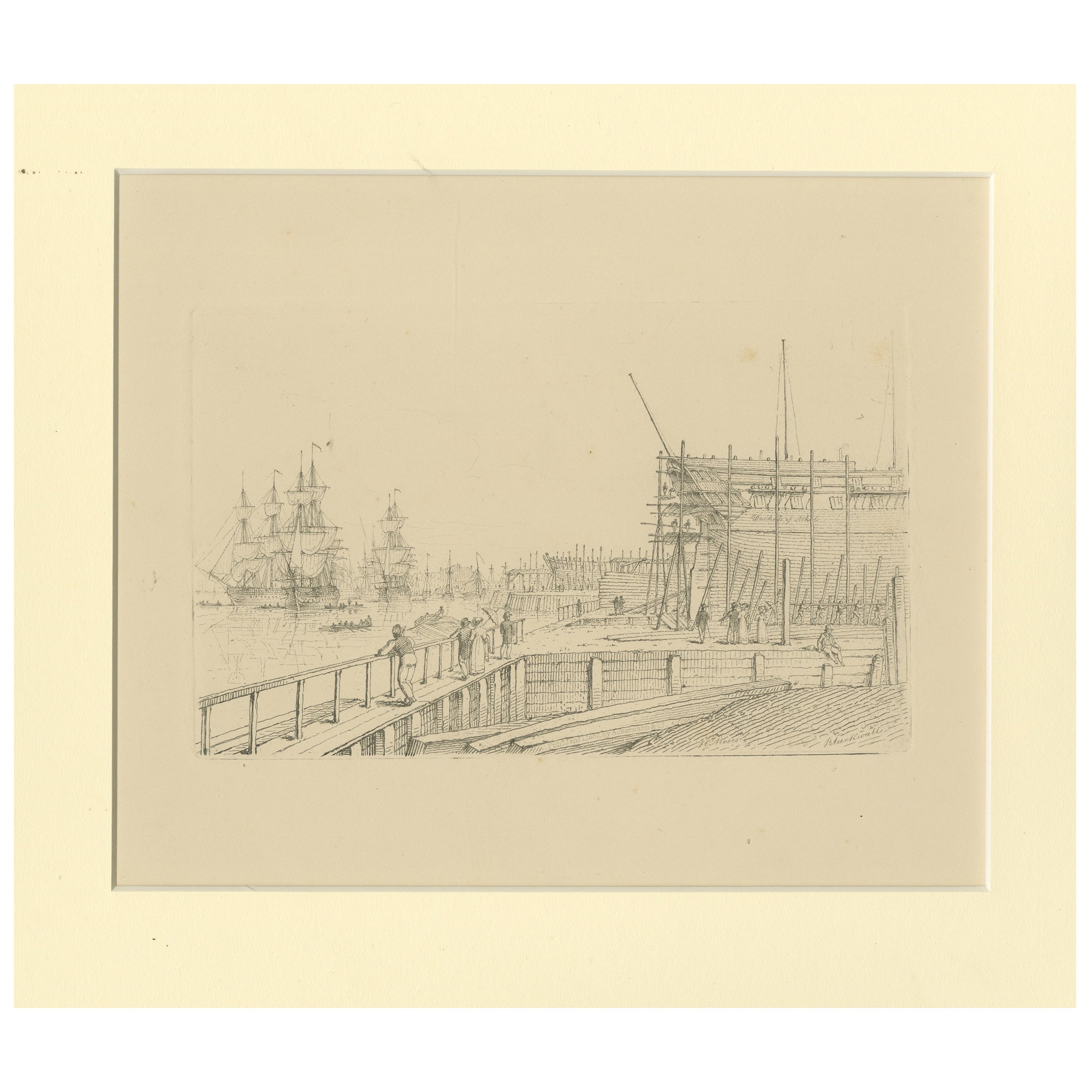 Impression de maître antique avec une vue de la mer « Blackwall » en vente