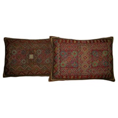Antique Matalic Silk Soumak Uzbak Pillow circa 1880 1760p 1761p