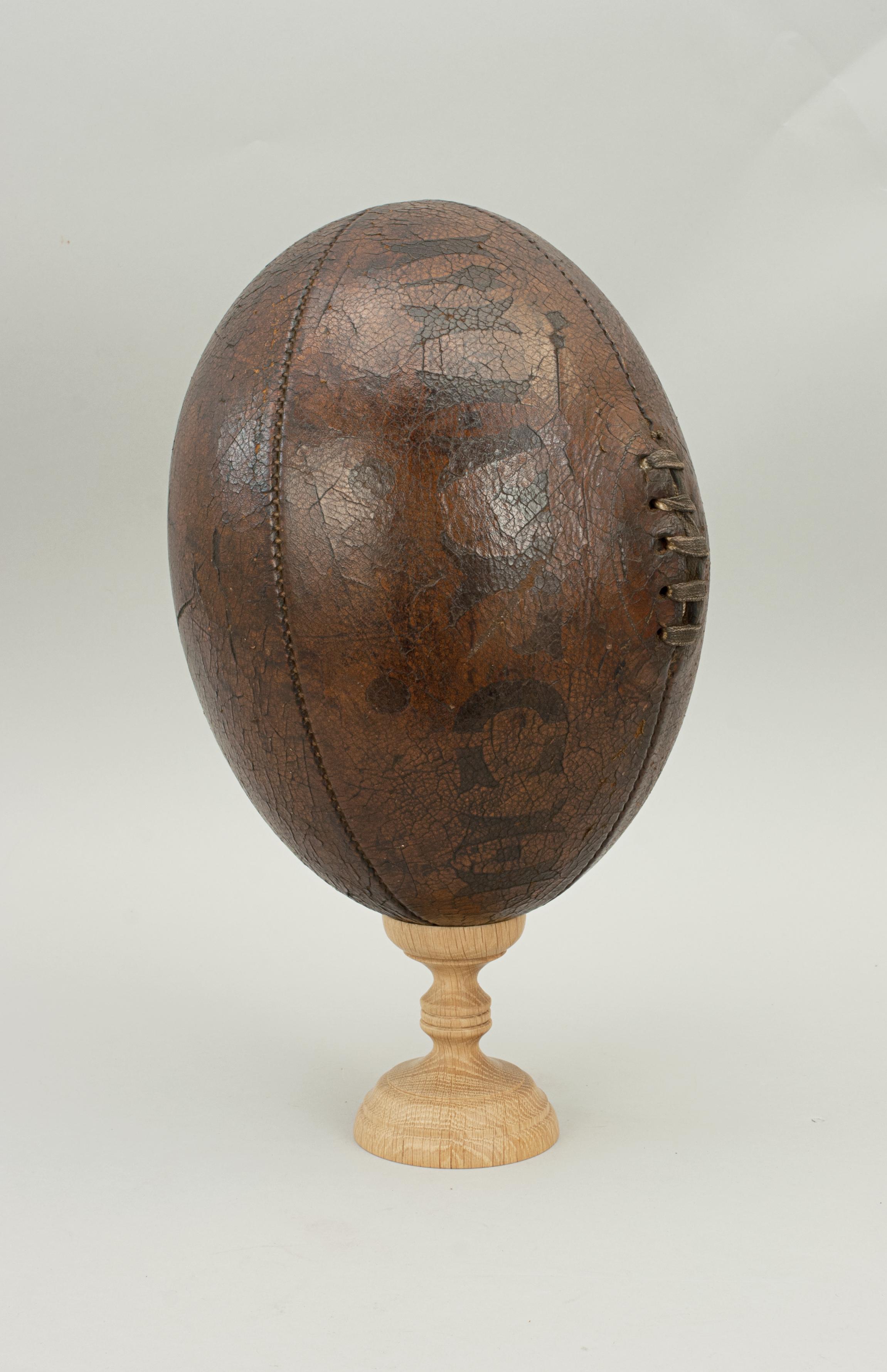 old leather rugby ball
