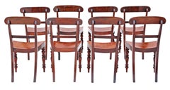 Antique Matched Set of 8 Mahogany Kitchen Dining Chairs, 19th Century