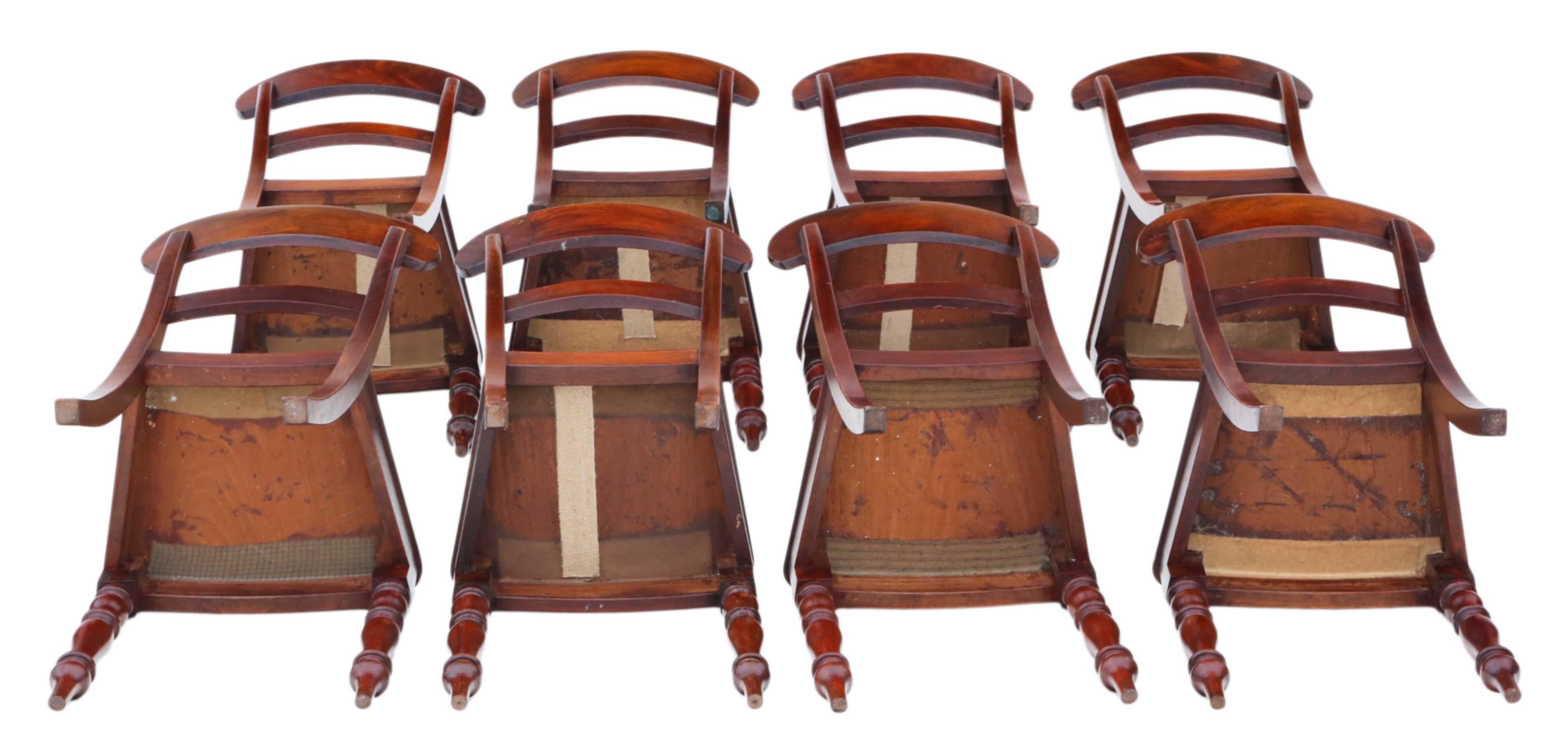 Antique Matched Set of 8 Mahogany Kitchen Dining Chairs, 19th Century In Good Condition In Wisbech, Cambridgeshire