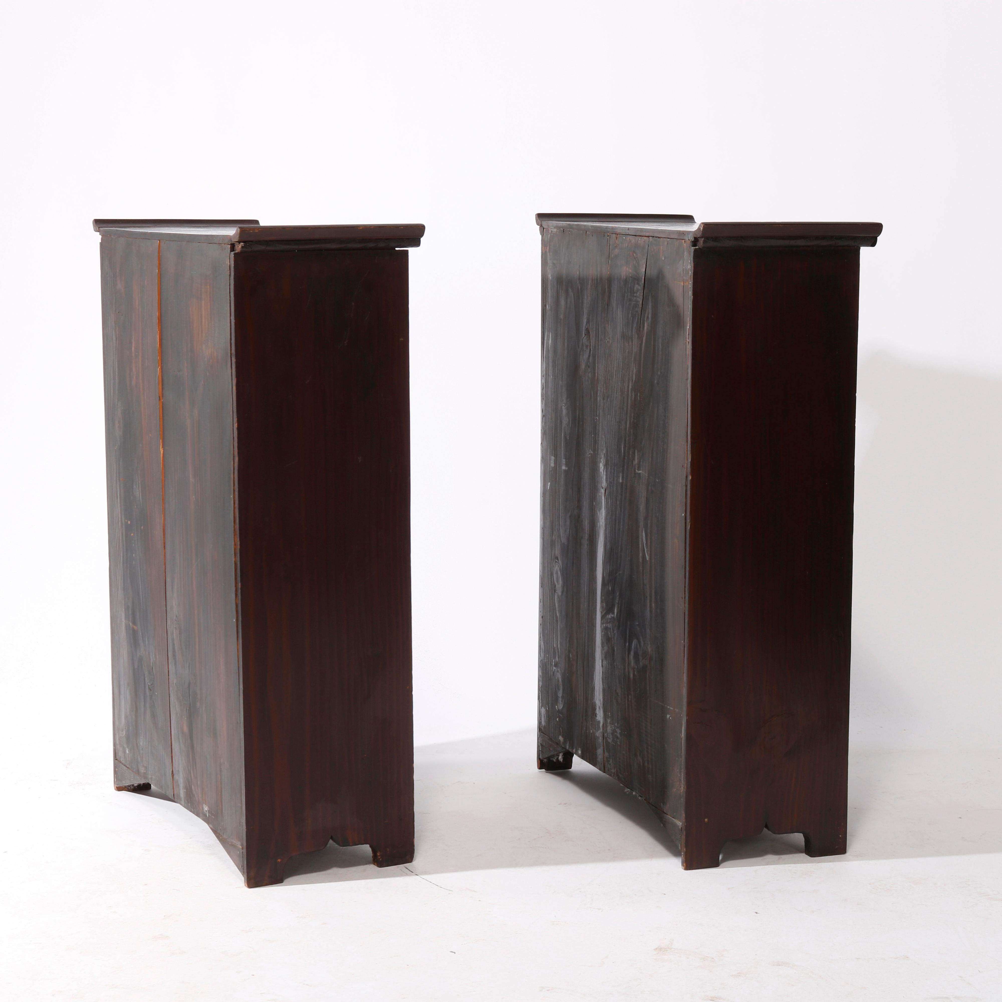 Antique Matching Pair Chinese Hardwood Spice Cabinets, circa 1930 For Sale 16