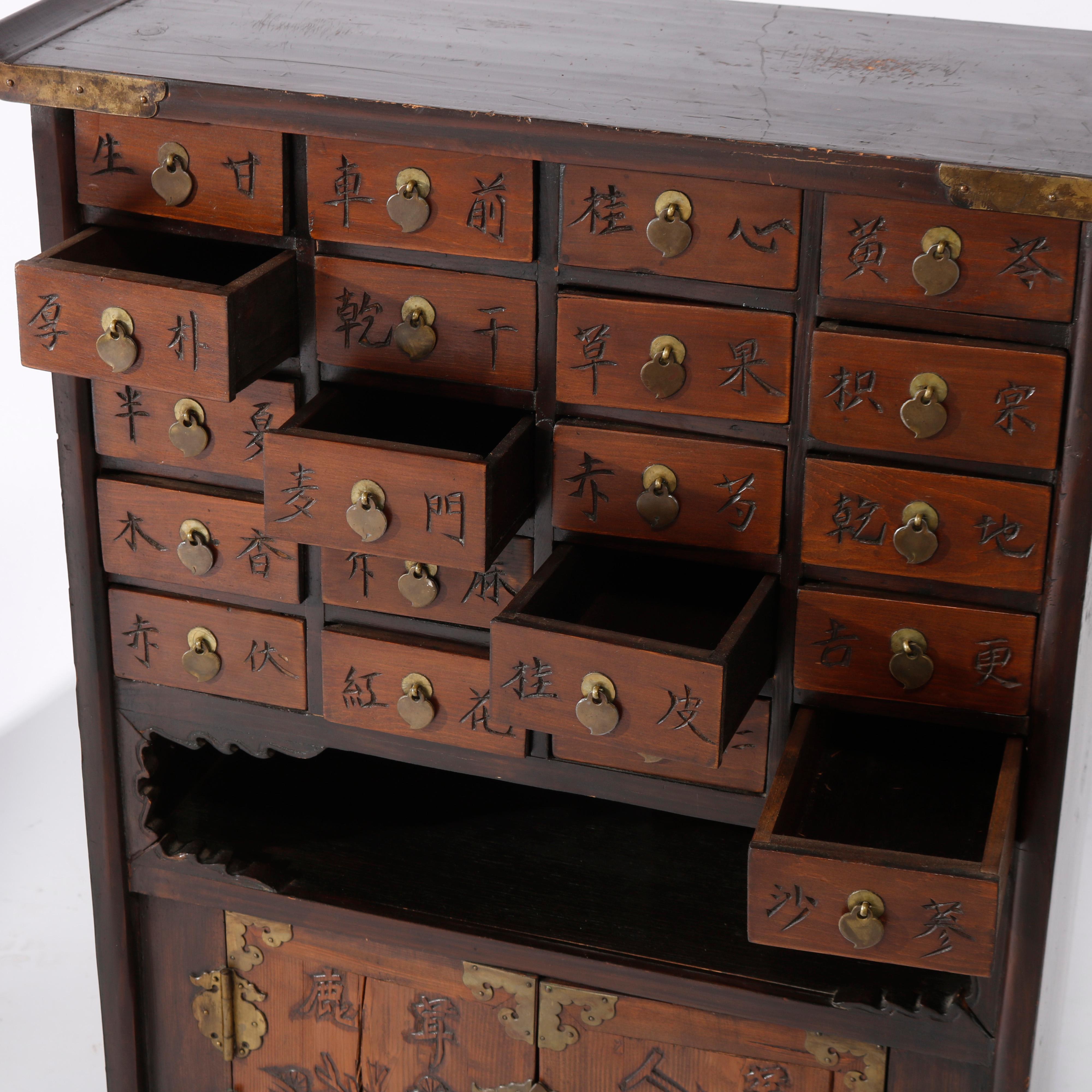 Antique Matching Pair Chinese Hardwood Spice Cabinets, circa 1930 For Sale 3