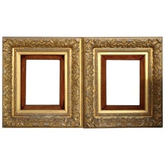 Antique Matching Victorian Velvet Lined Giltwood Painting Frames, circa 1890