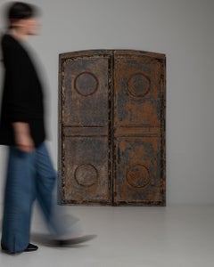Antique Matte Black Iron Architectural Door from France, 1900-1909