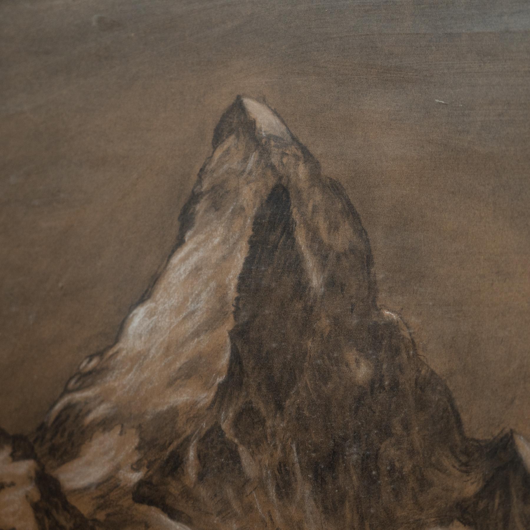 Antique Matterhorn Framed Drawing, circa 1930 For Sale 3