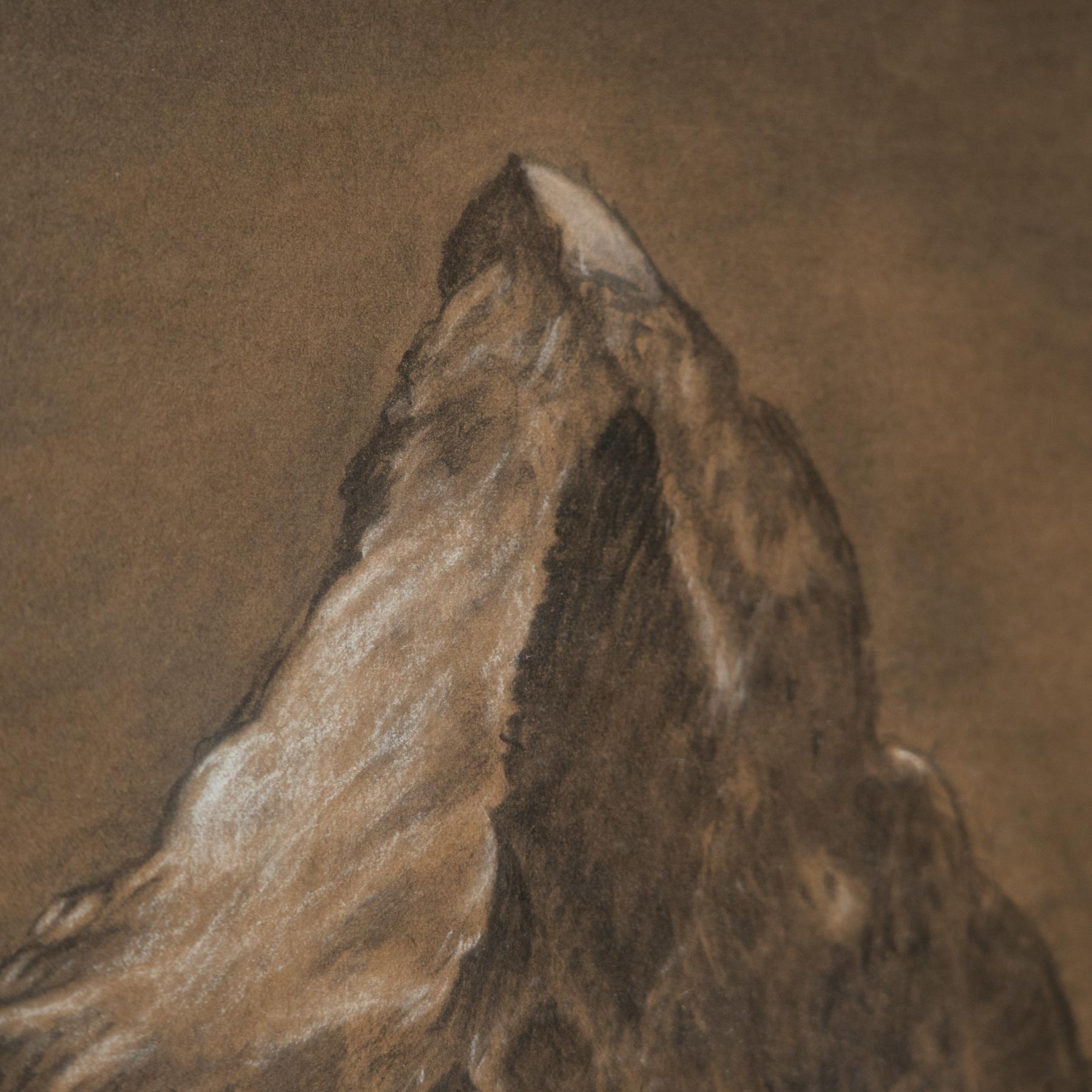 Mid-20th Century Antique Matterhorn Framed Drawing, circa 1930 For Sale