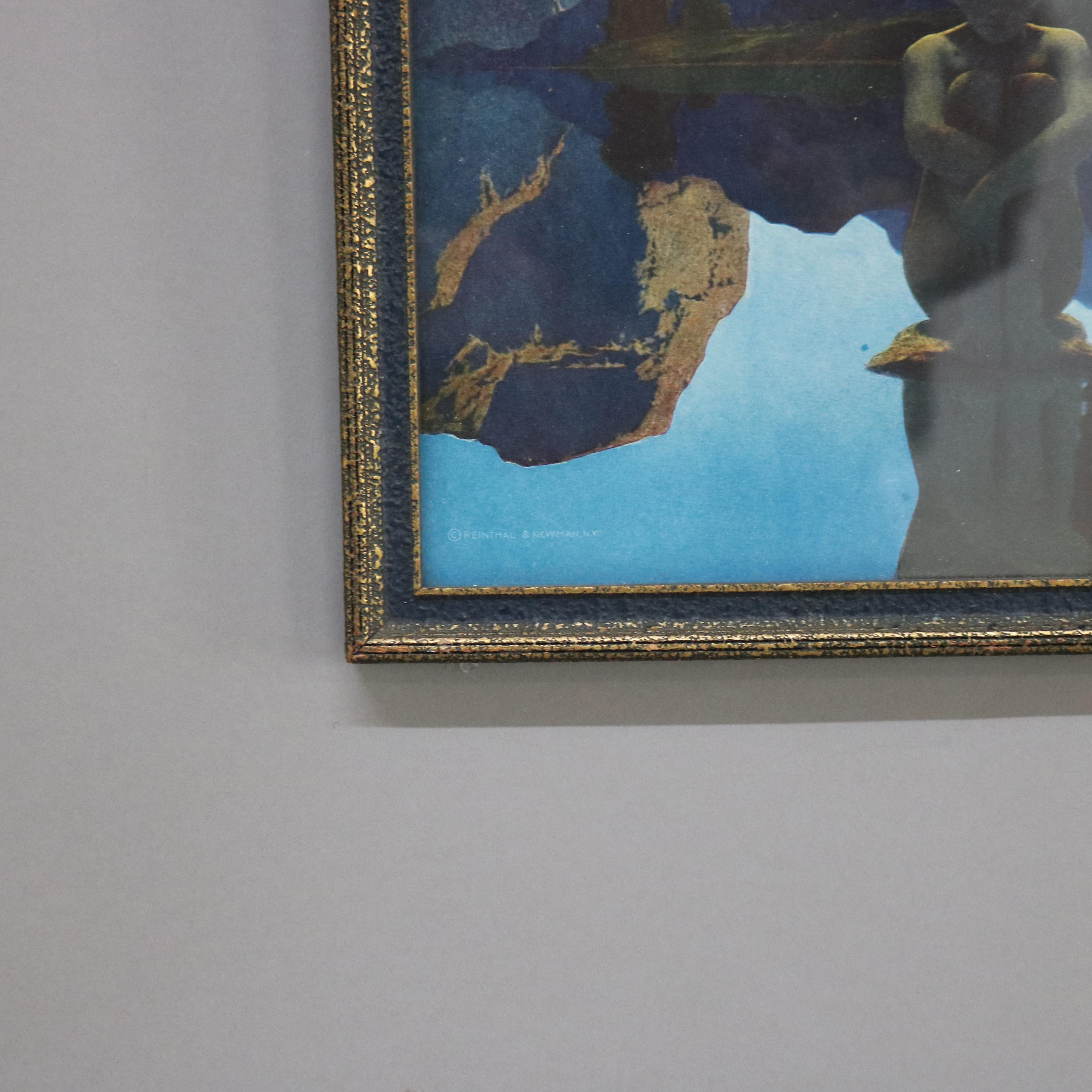 Antique soirée Maxfield Parrish Art Déco imprimé C1930 Bon état - En vente à Big Flats, NY